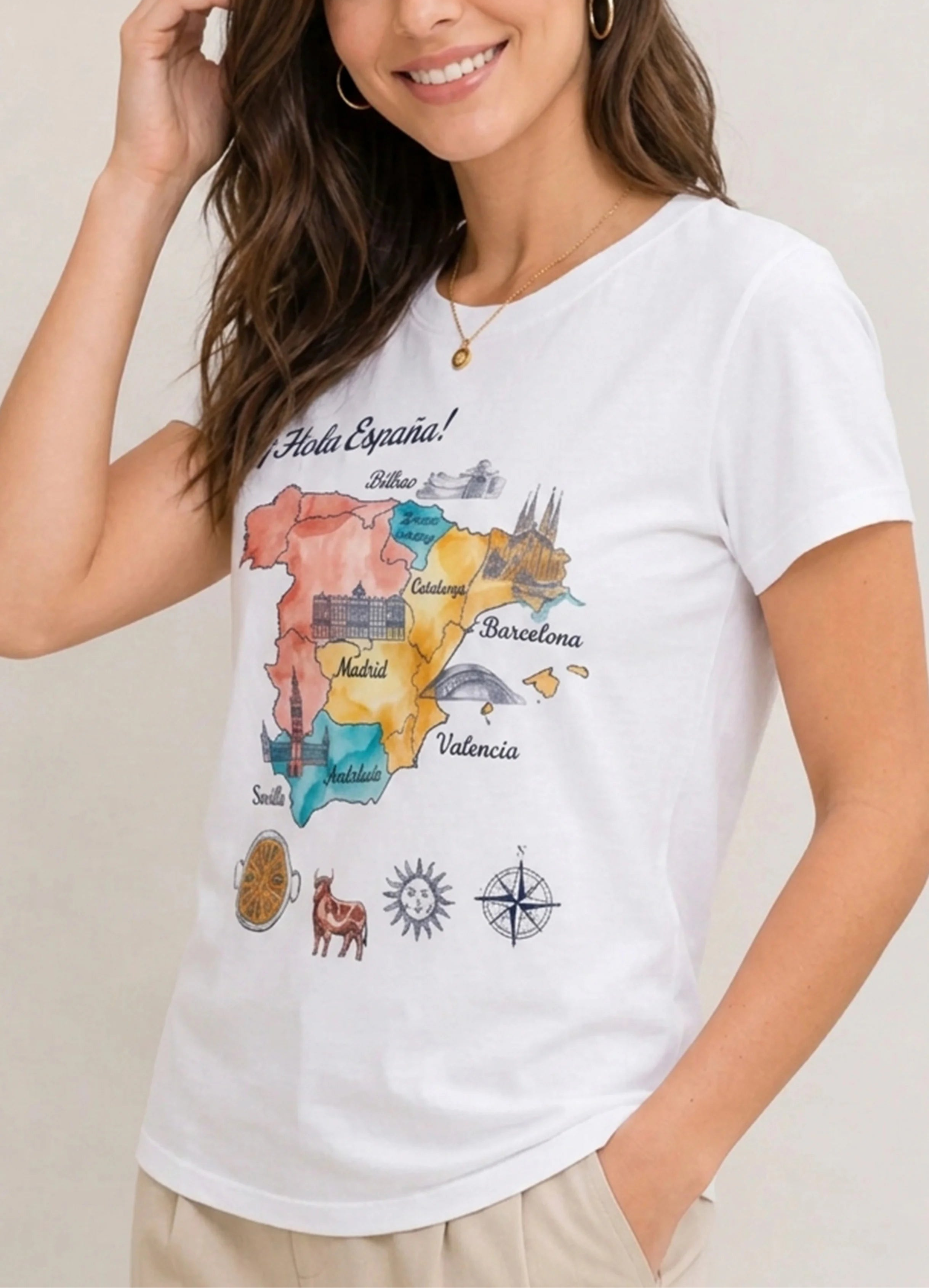 Hola España White Tee