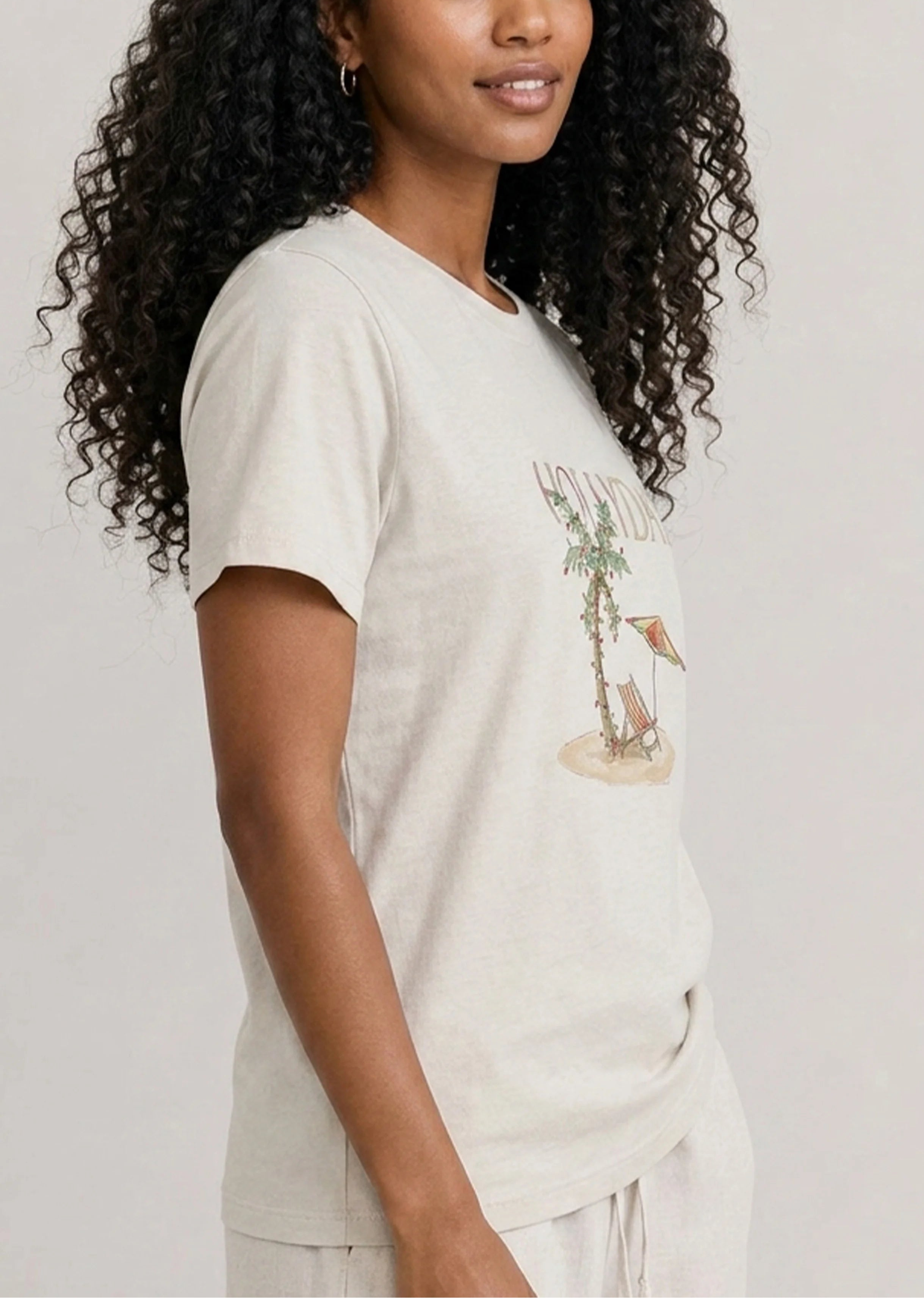 Holiday Palm Ivory Tee
