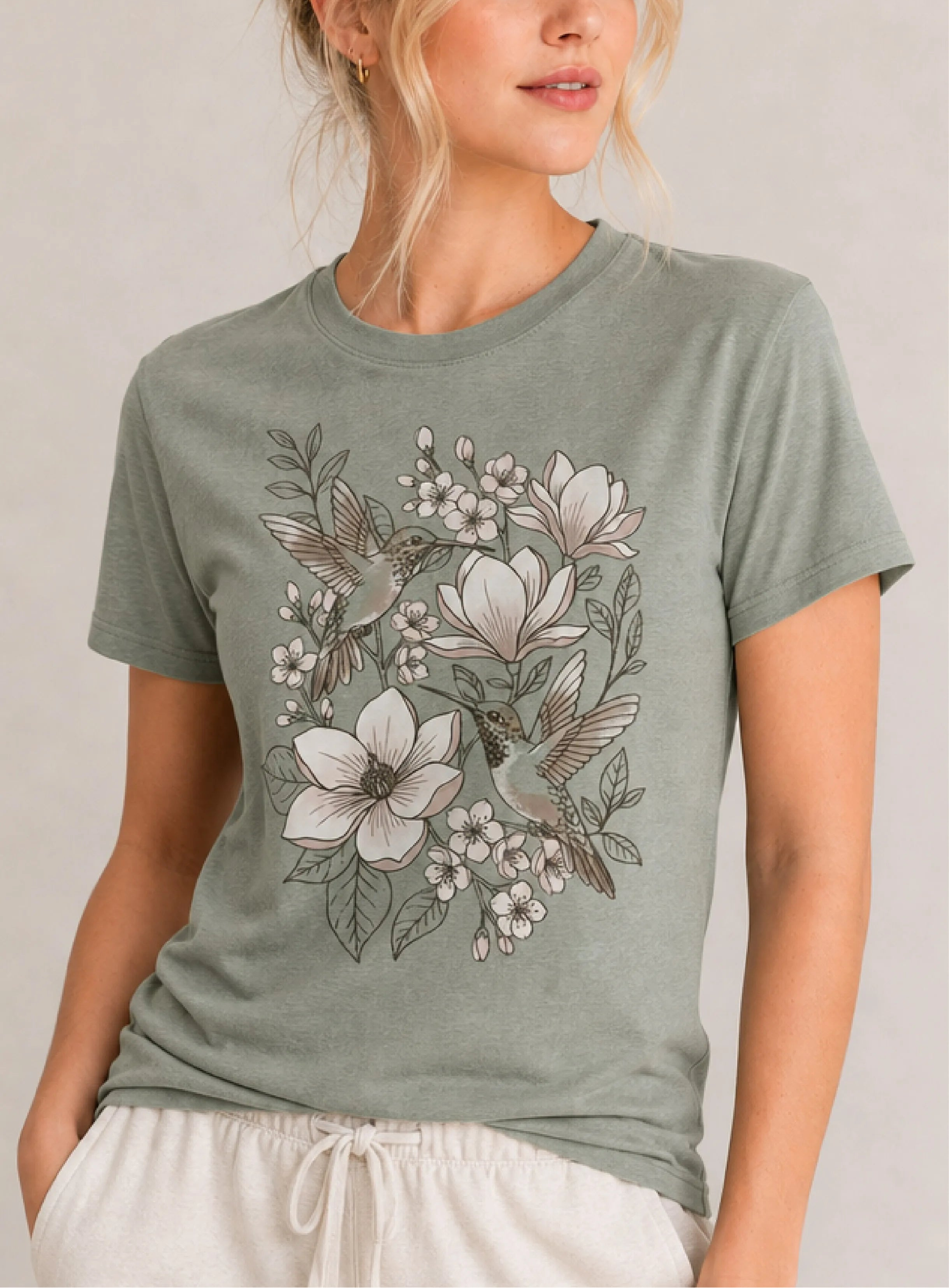 Hummingbird Magnolia Sage Tee