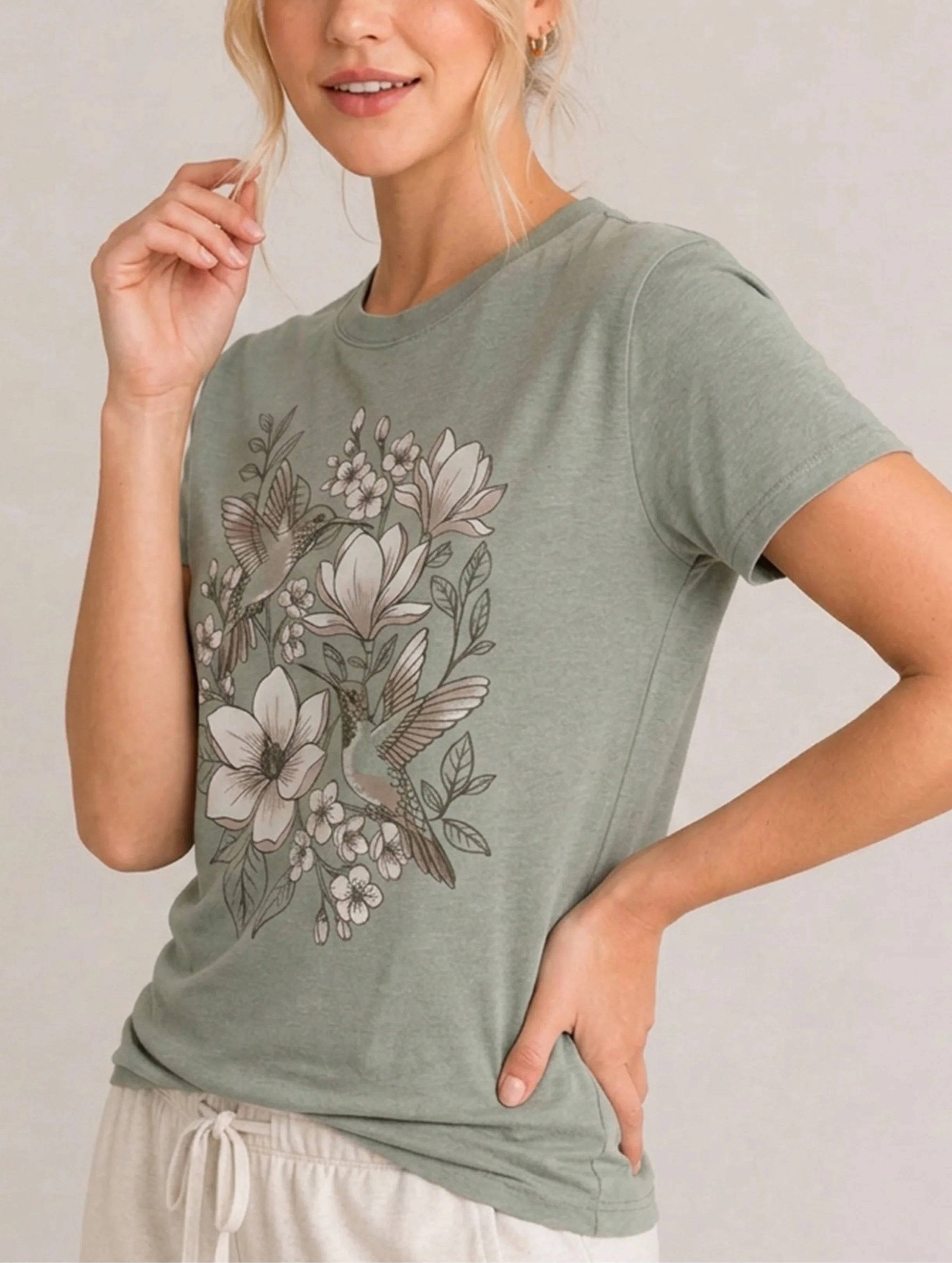 Hummingbird Magnolia Sage Tee