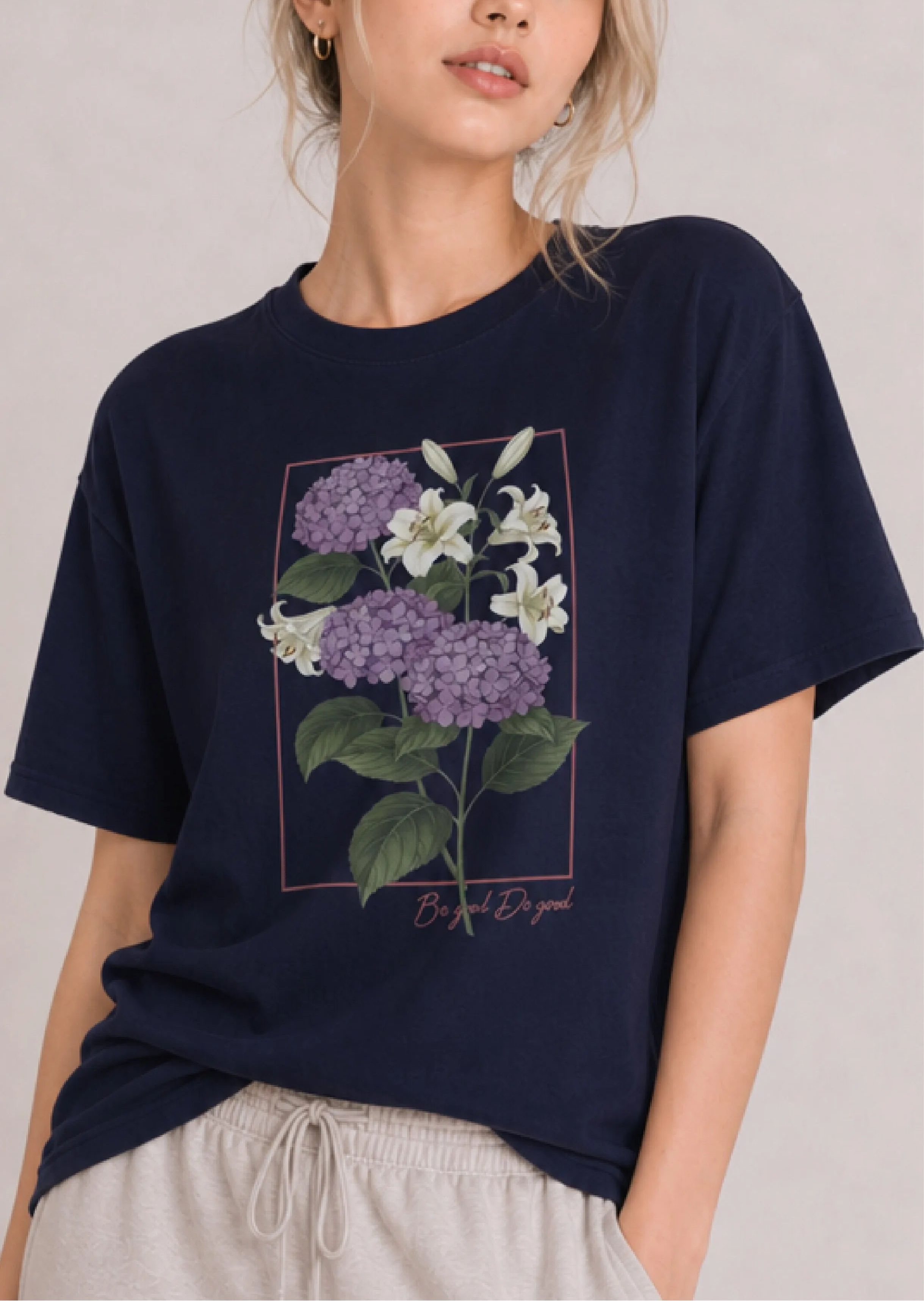Hydrangea Lily Navy Tee