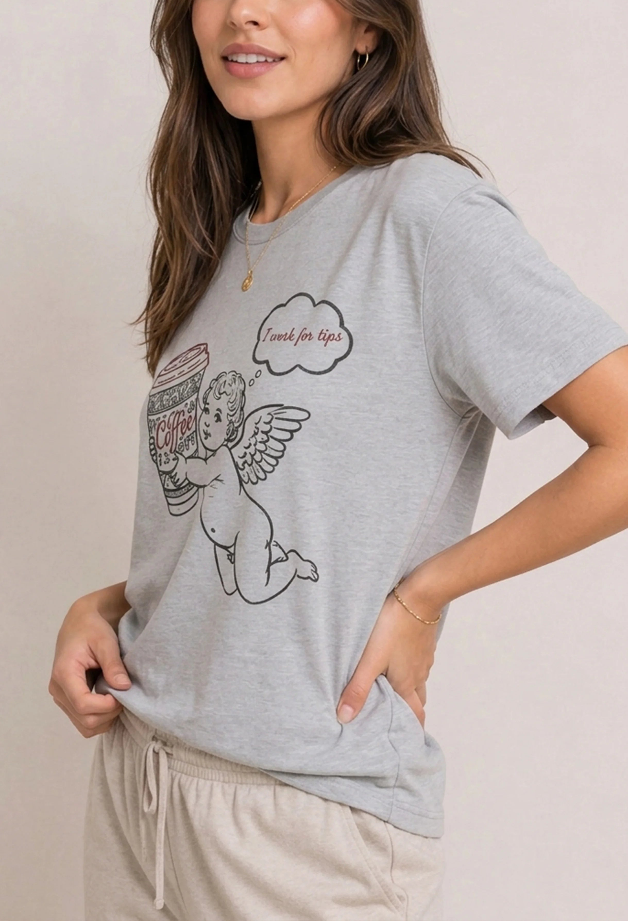 I Work For Tips Grey Tee