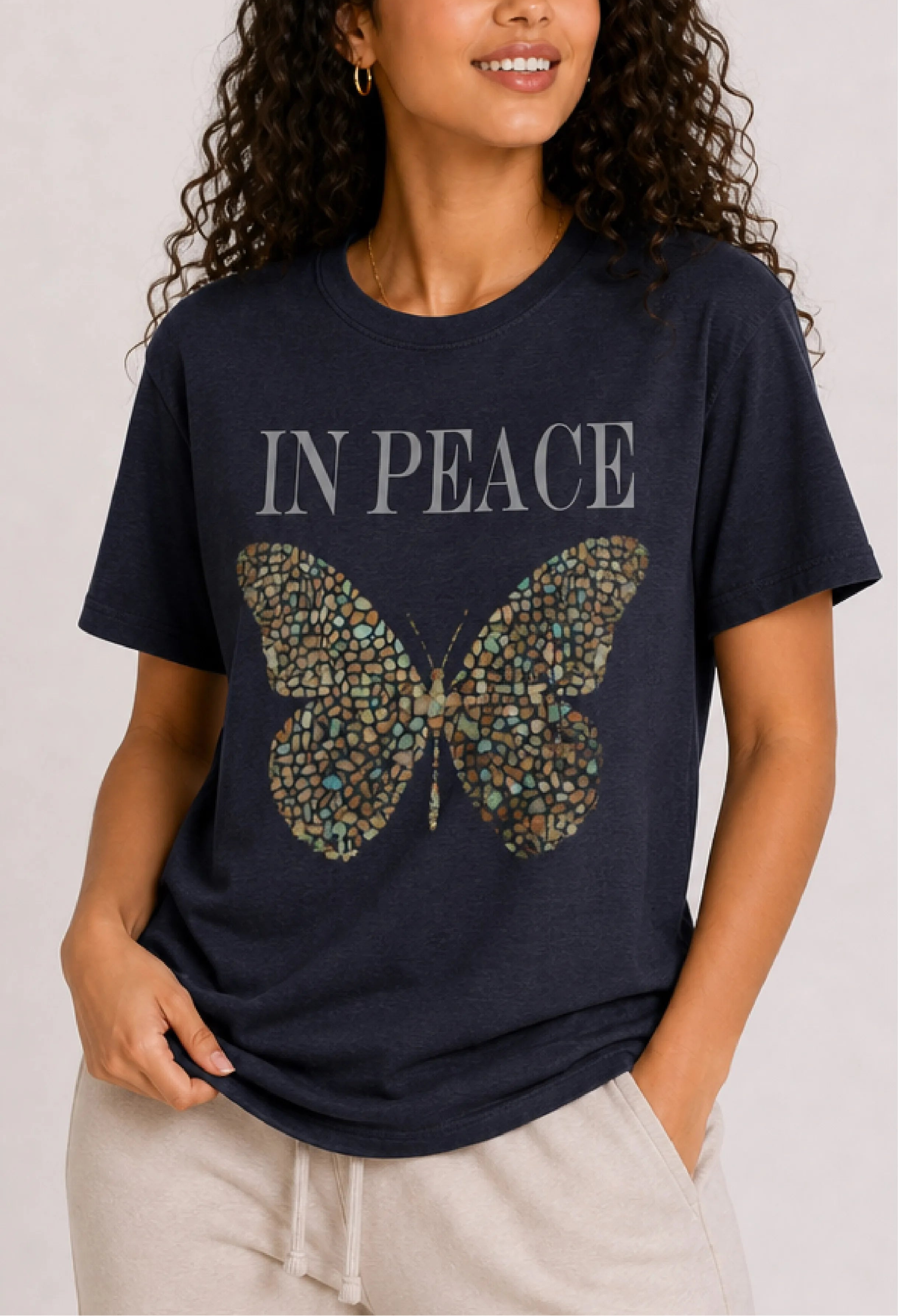 In Peace Butterfly Navy Tee