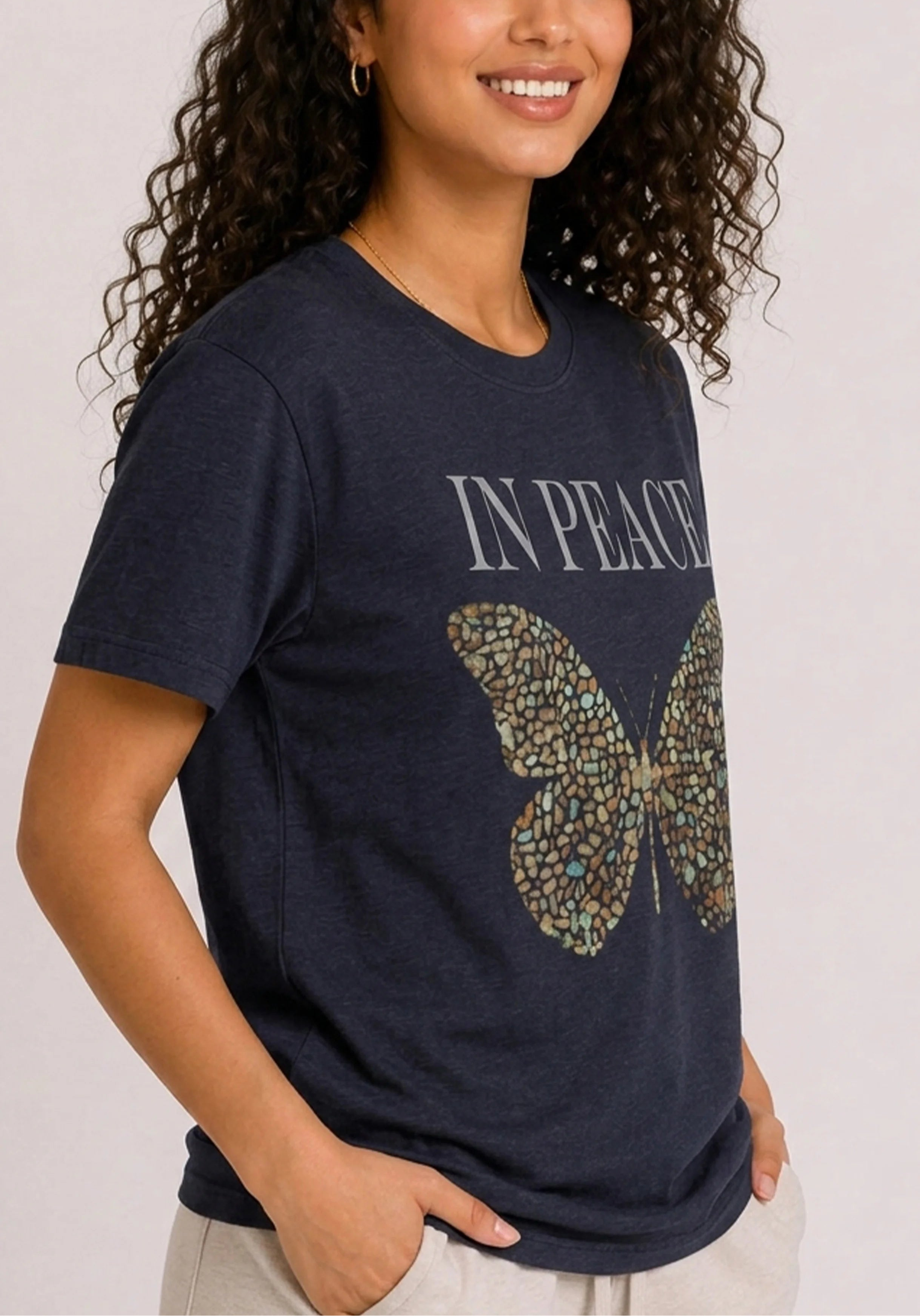 In Peace Butterfly Navy Tee