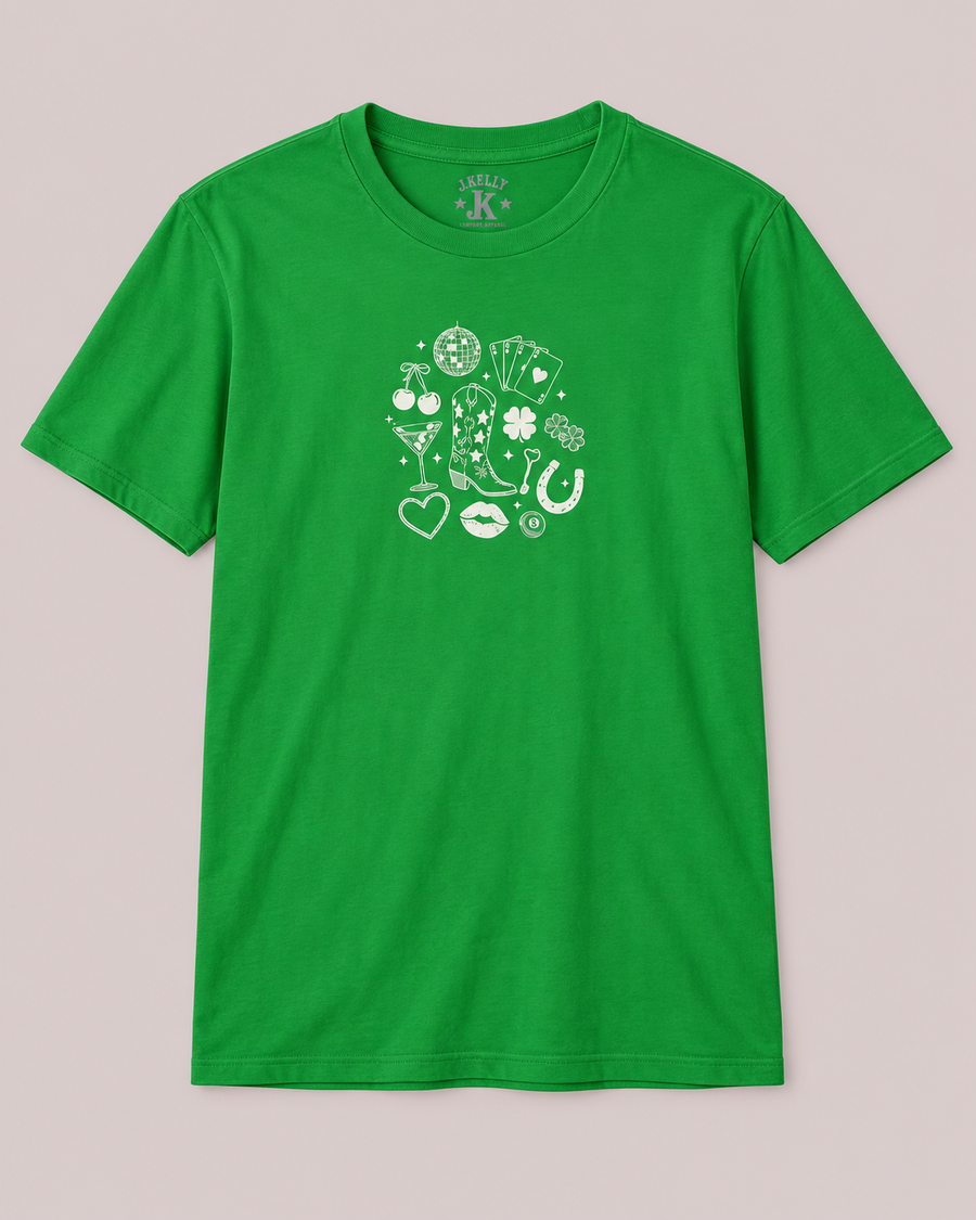 Lucky Clover Green T-Shirt – Whimsical St. Patrick’s Day Graphic Tee