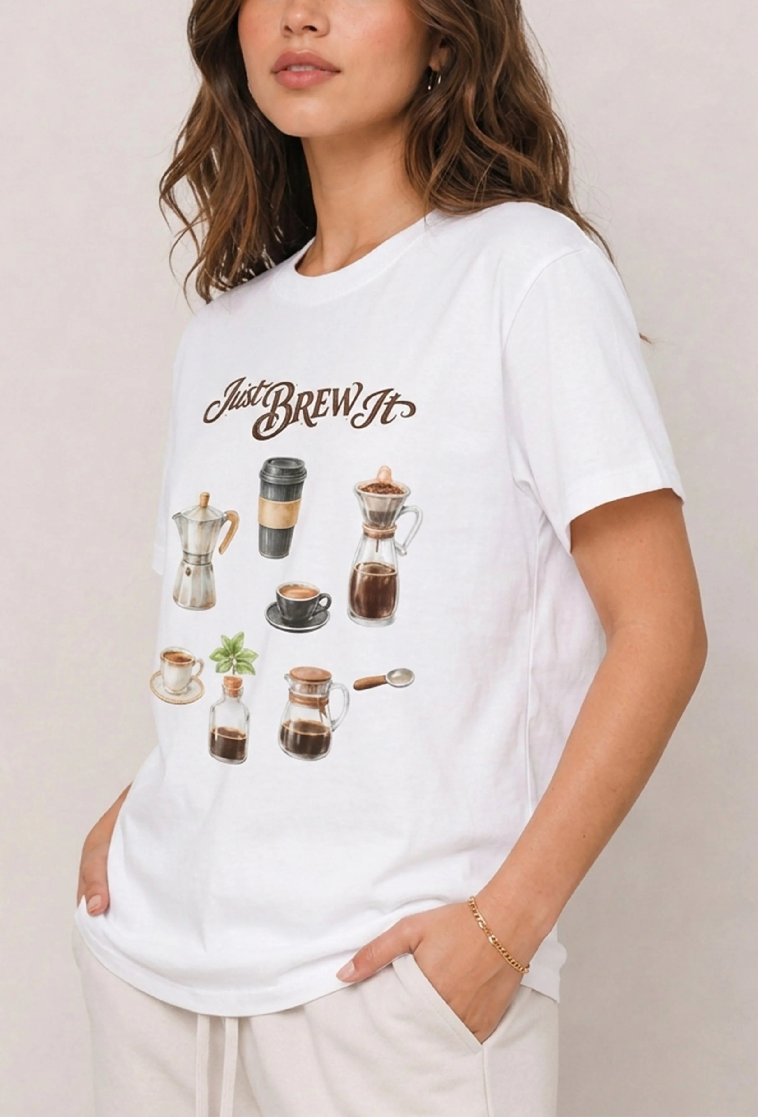 Just Brew It White Tee
