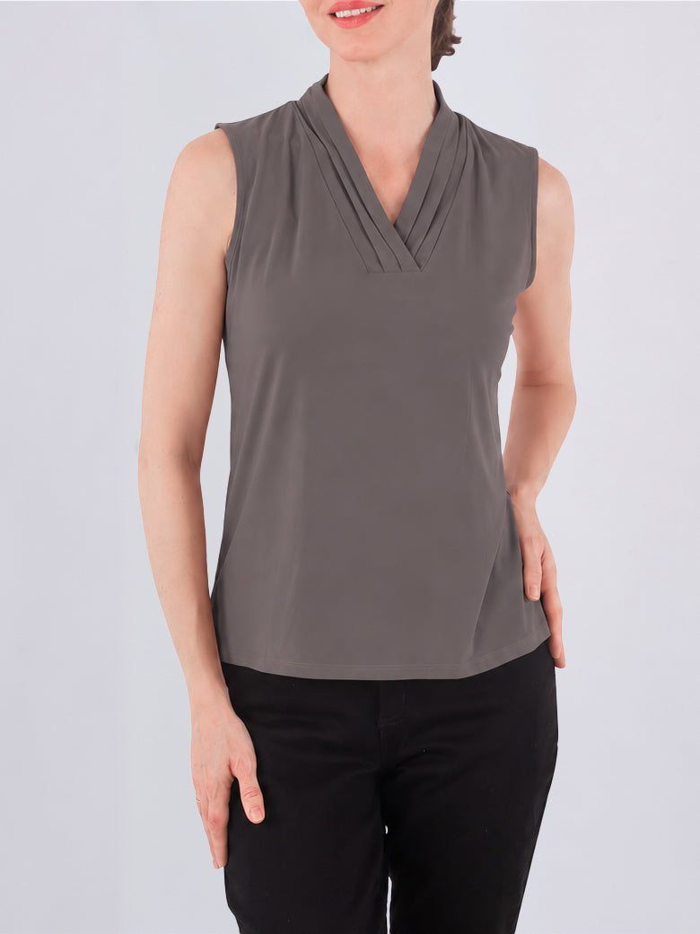 Pleated V-Neckline Top