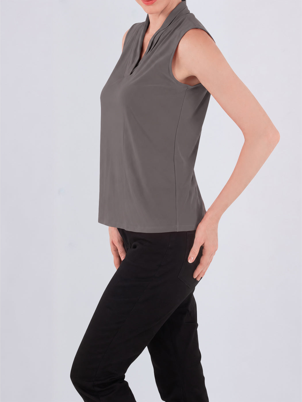 Pleated V-Neckline Top