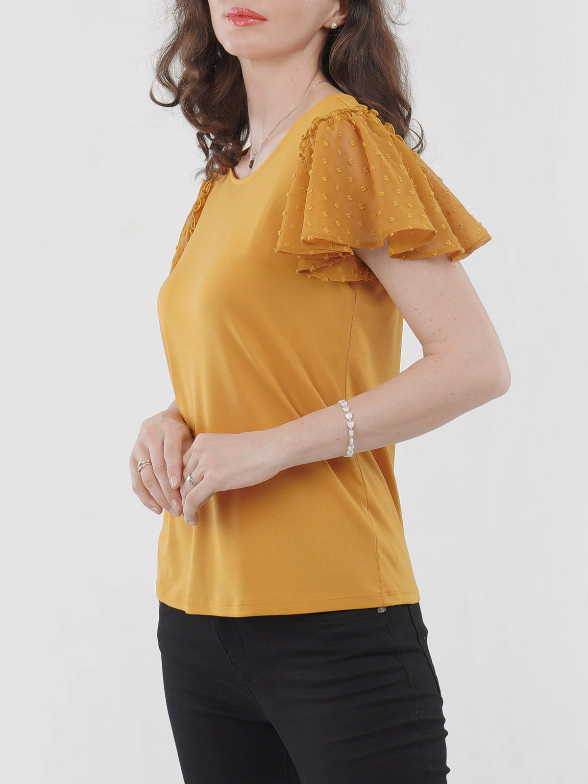 Flutter Swiss Dot Sleeve Top