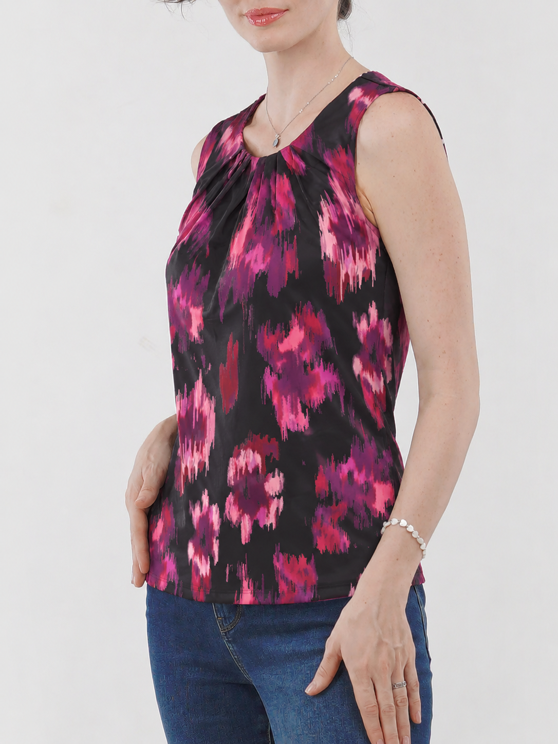 Pleated Front Sleeveless Top