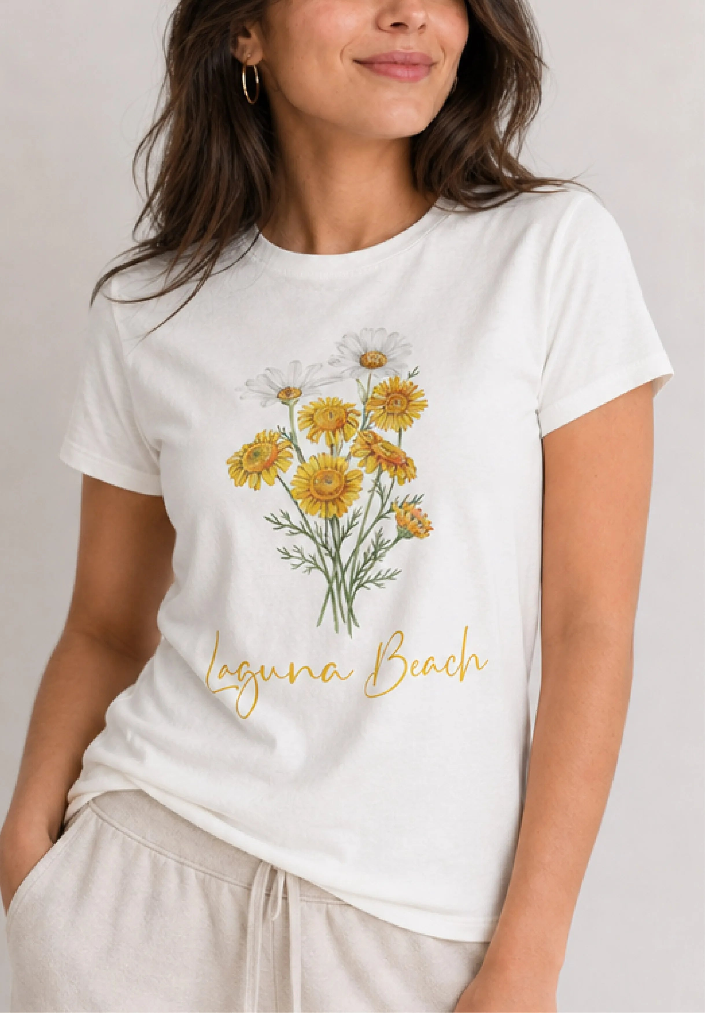 Laguna Beach Daisy White Tee