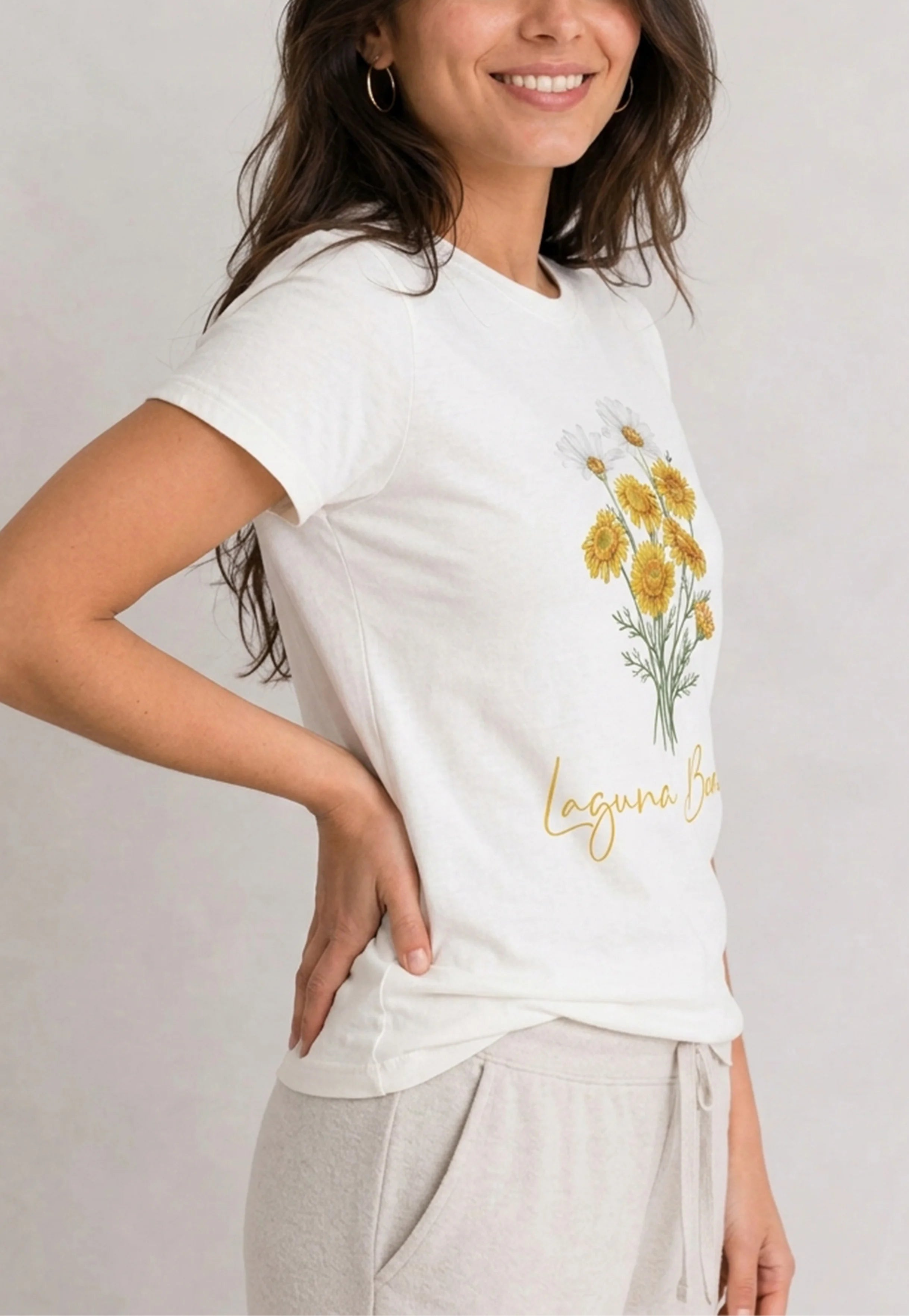Laguna Beach Daisy White Tee