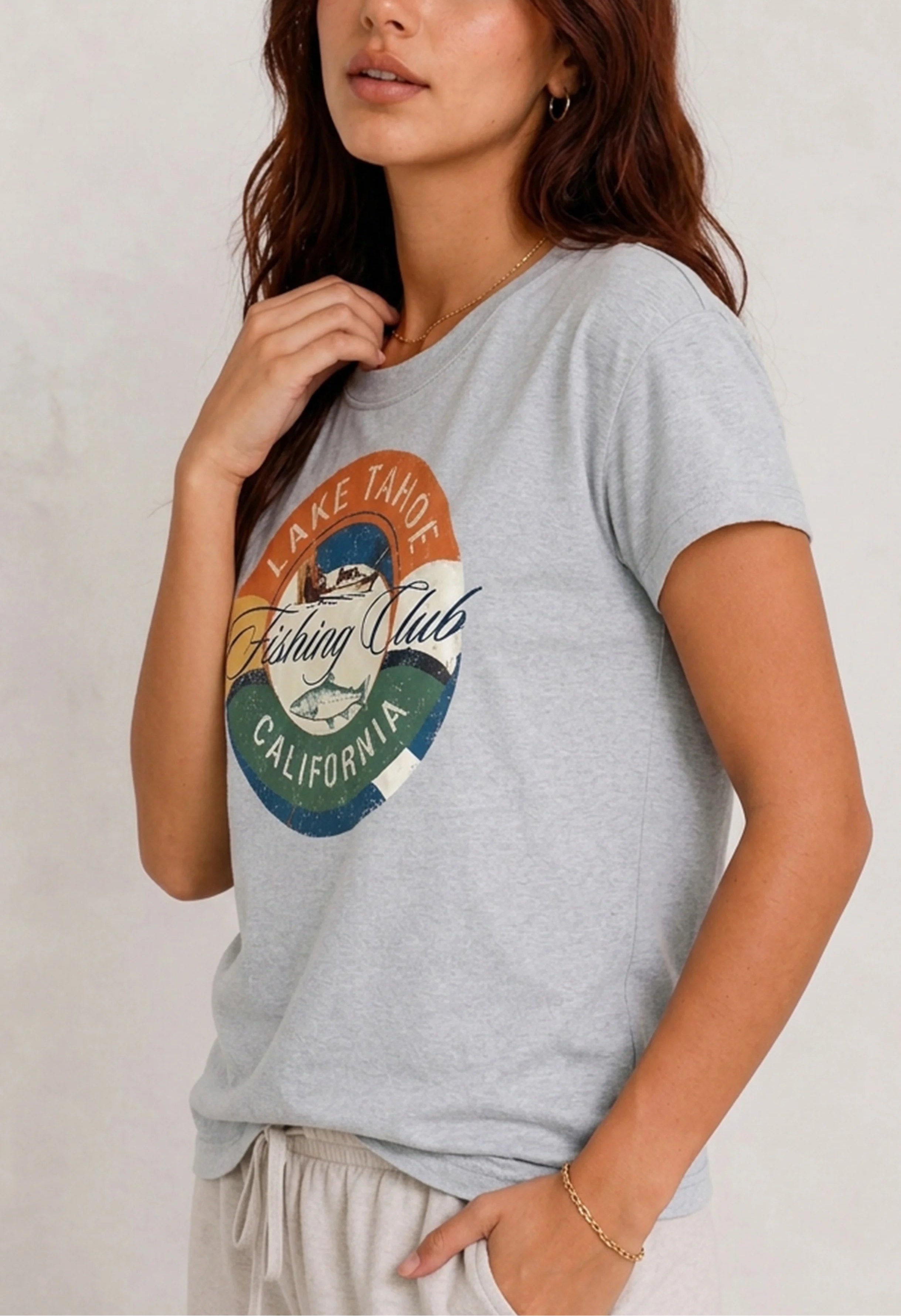 Lake Tahoe Fishing Club Heather Gray Tee