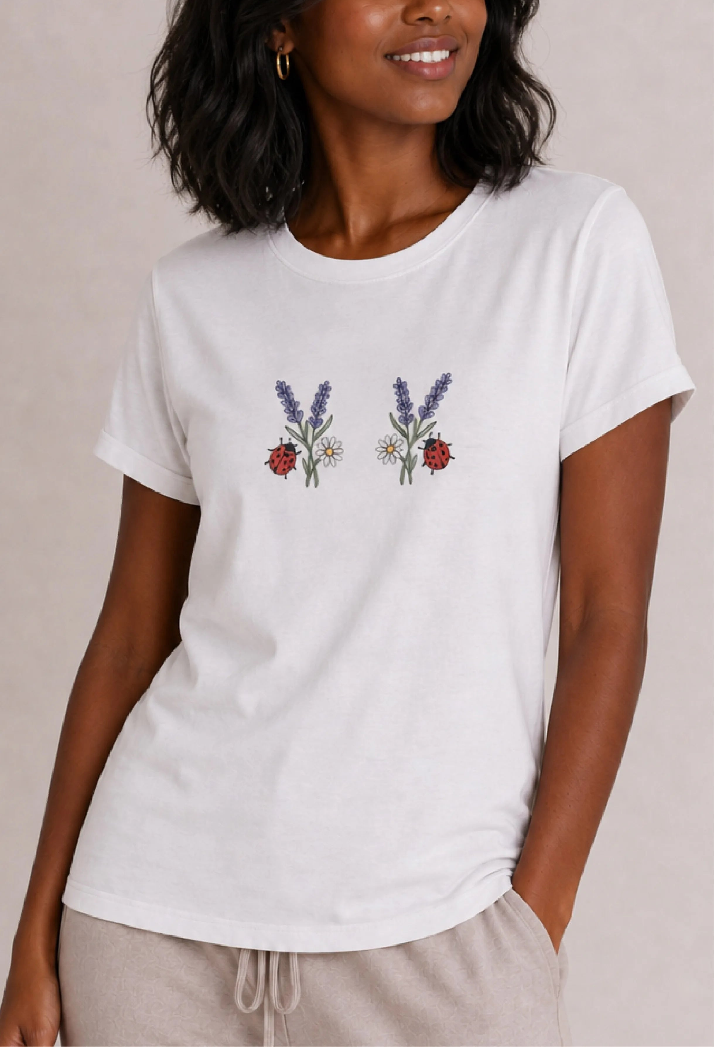 Lavender Ladybug Mini Floral Tee