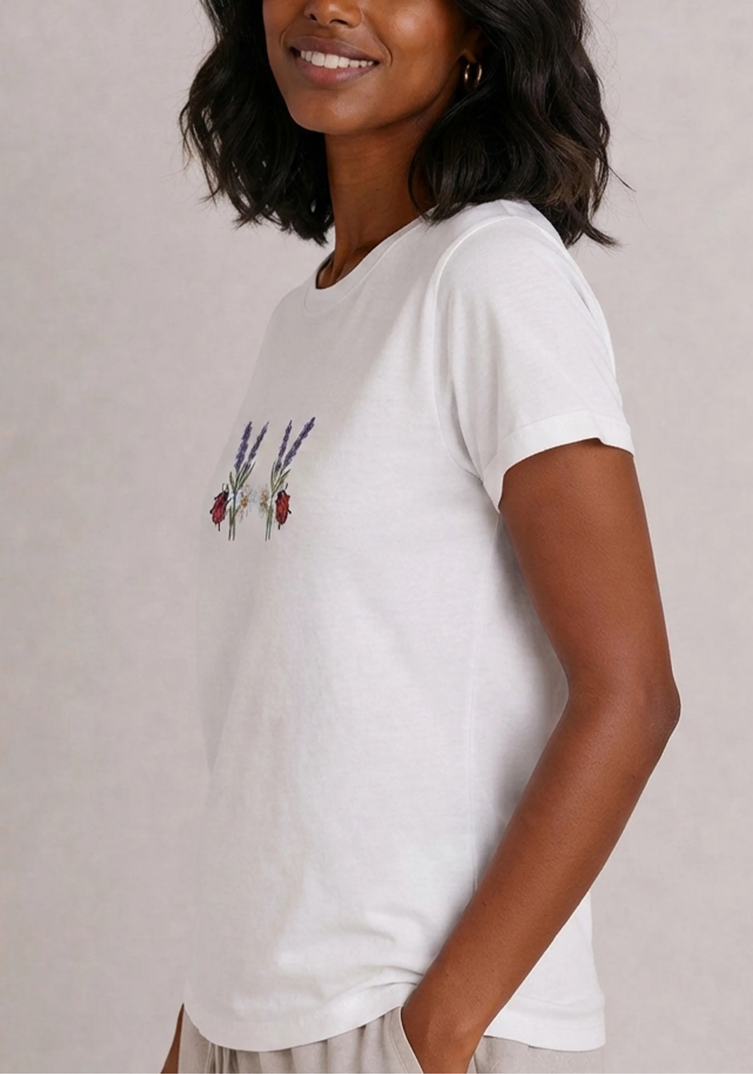 Lavender Ladybug Mini Floral Tee