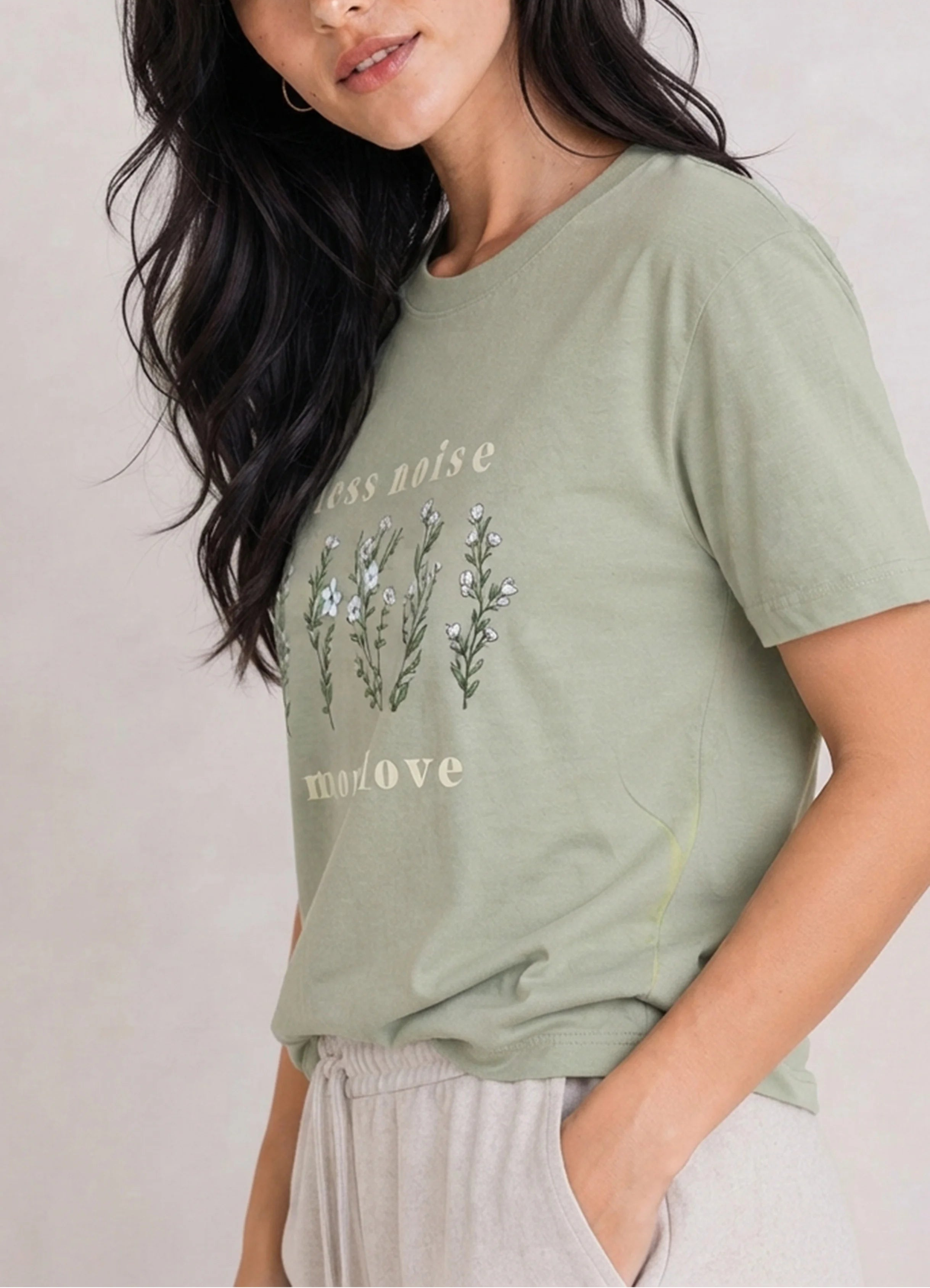 Less Noise More Love Sage Tee