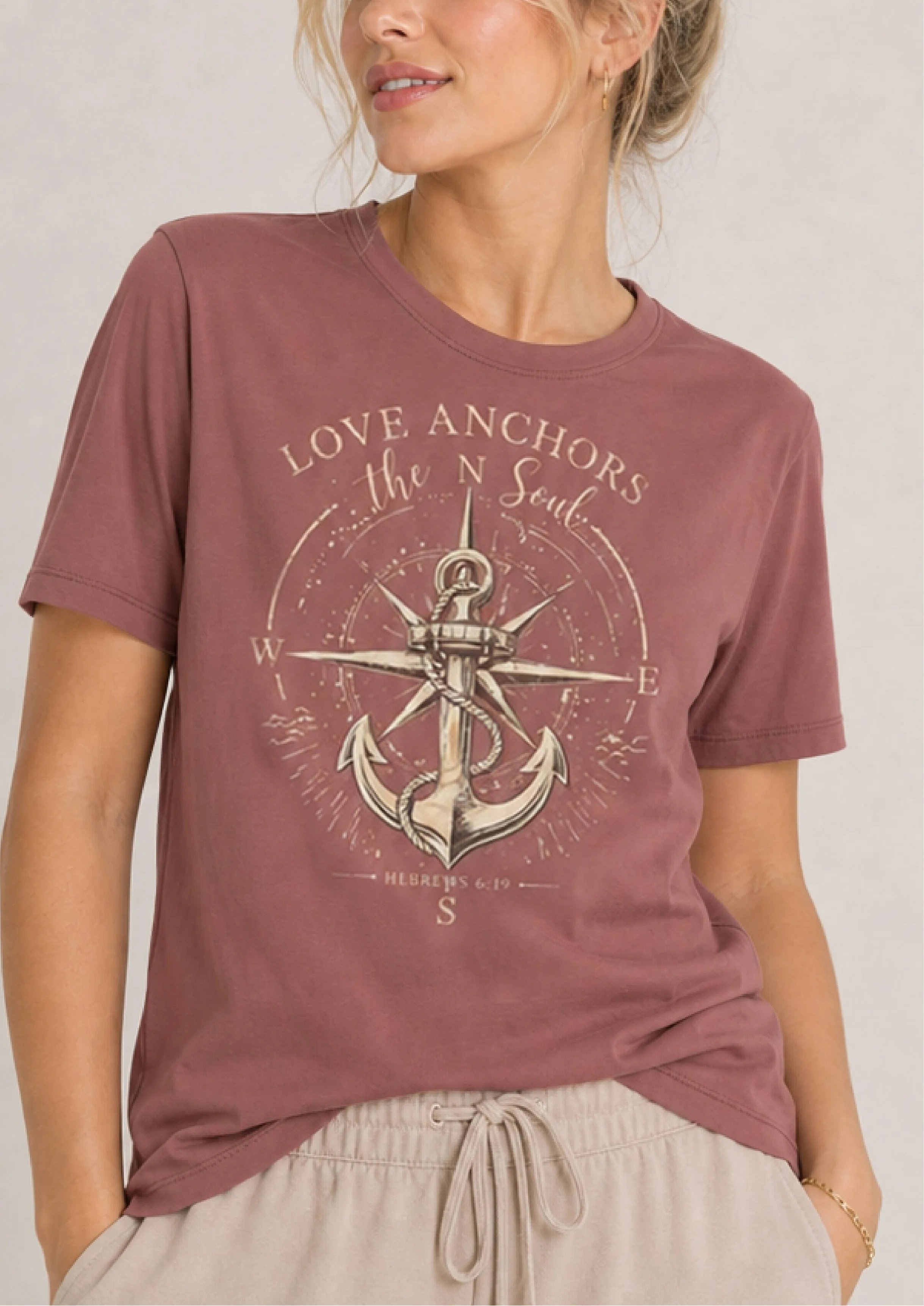 Love Anchors Mauve Tee