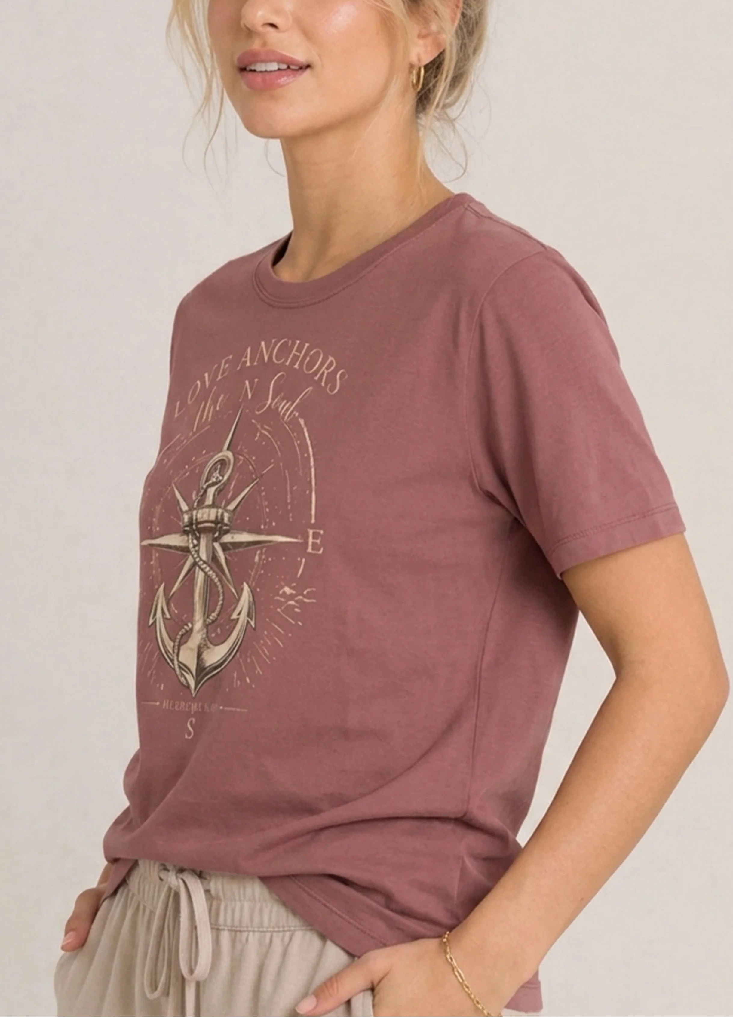 Love Anchors Mauve Tee