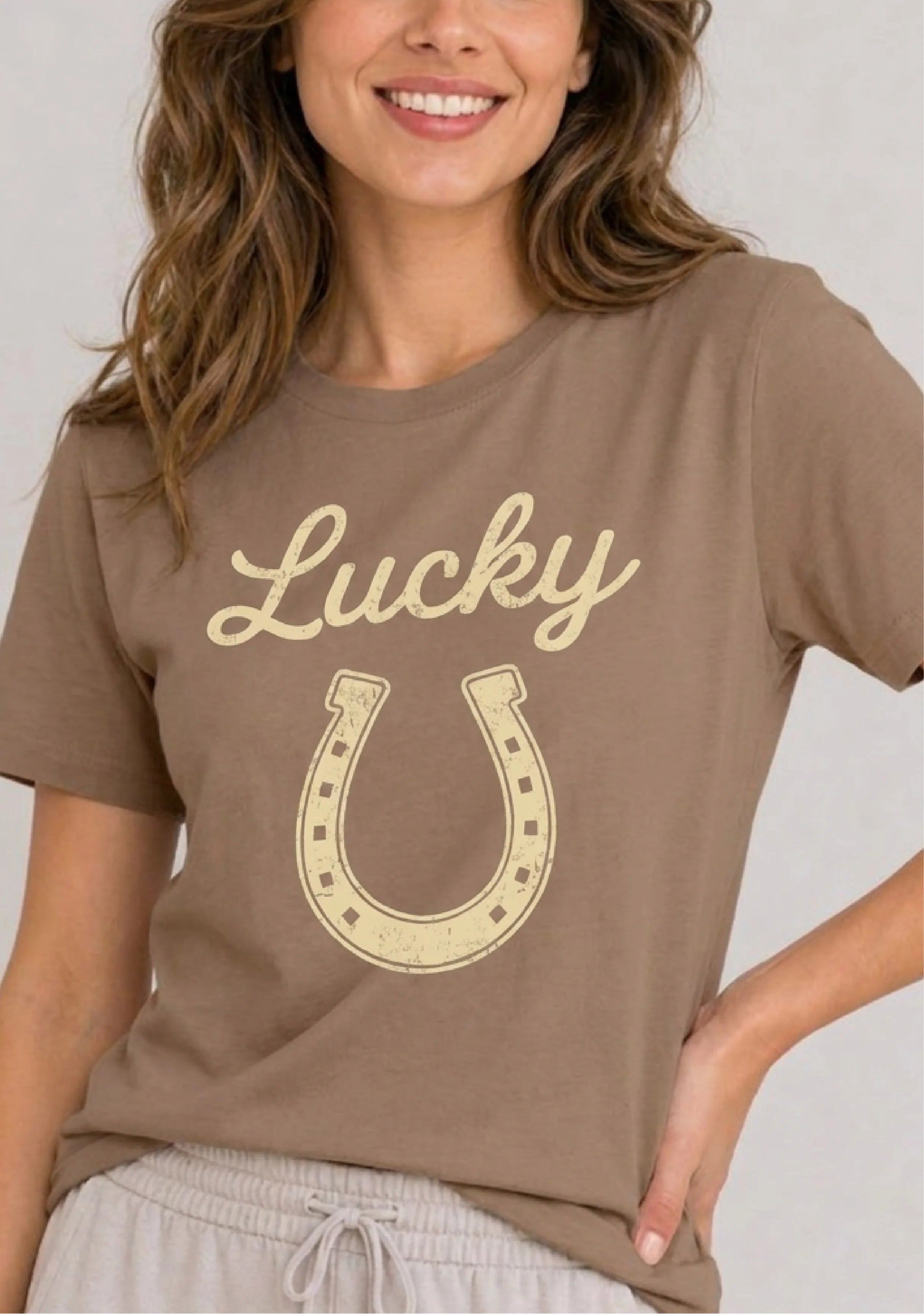 Lucky Horseshoe Brown Tee