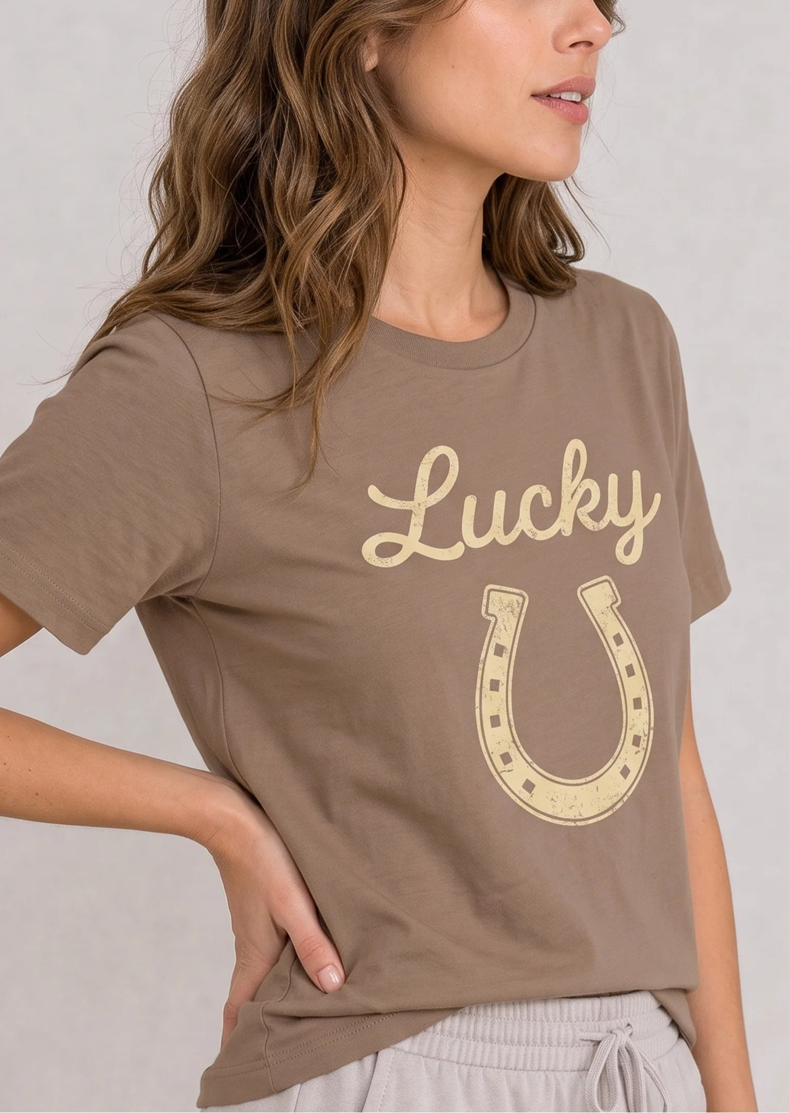 Lucky Horseshoe Brown Tee