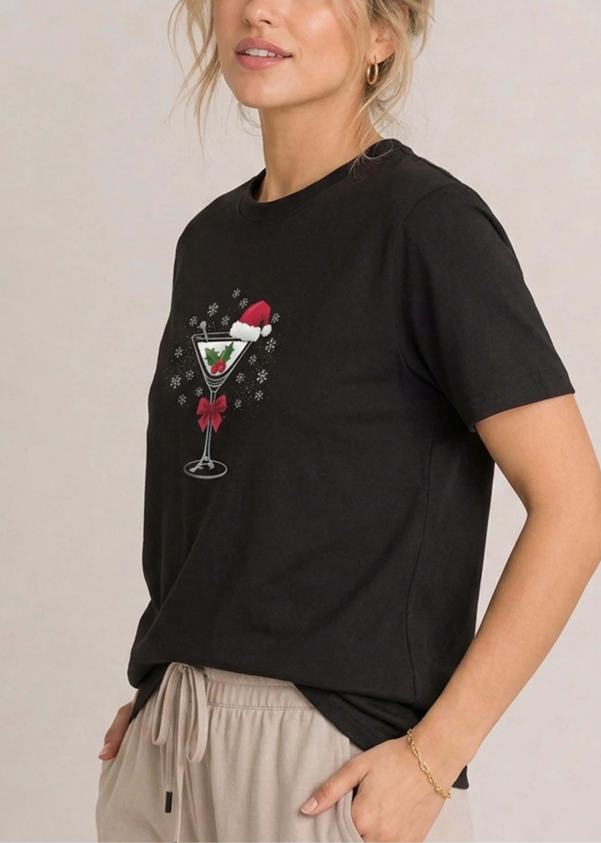 Merry Martini Black Tee