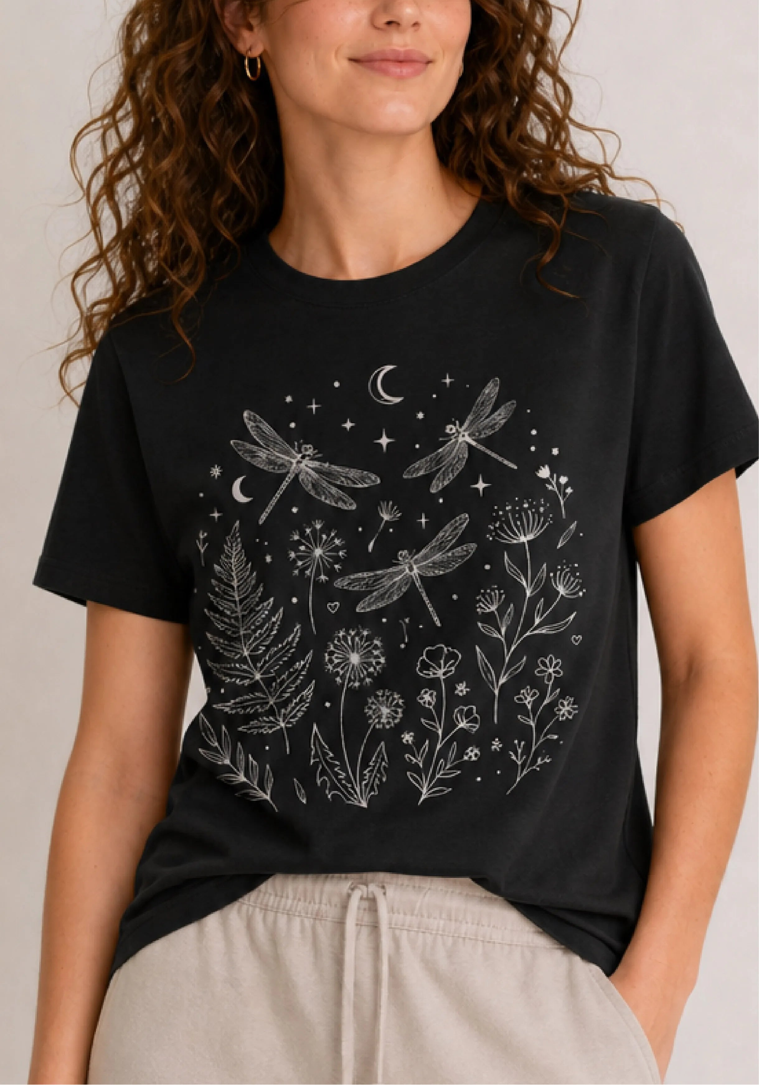 Midnight Dragonfly Black Tee
