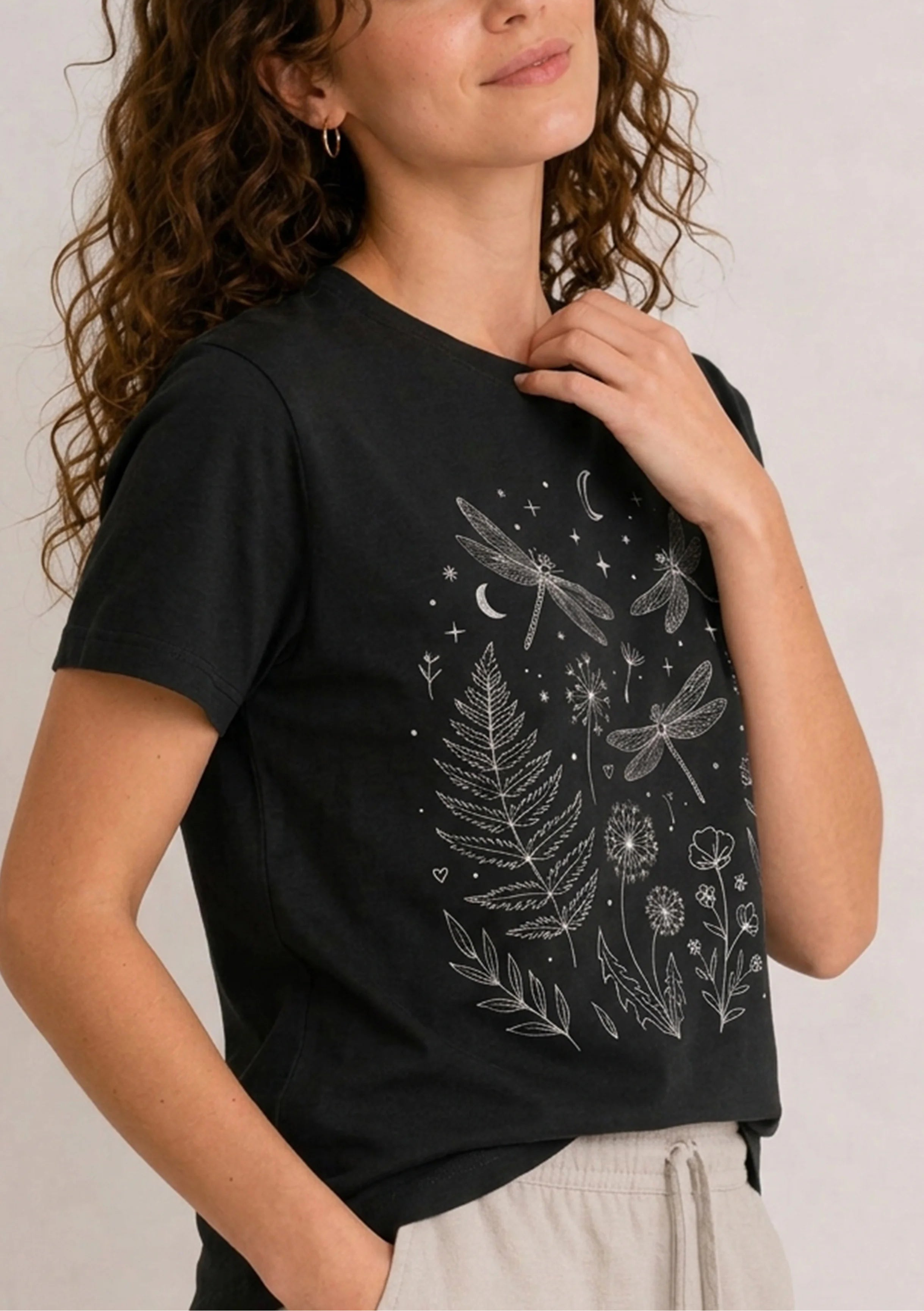 Midnight Dragonfly Black Tee