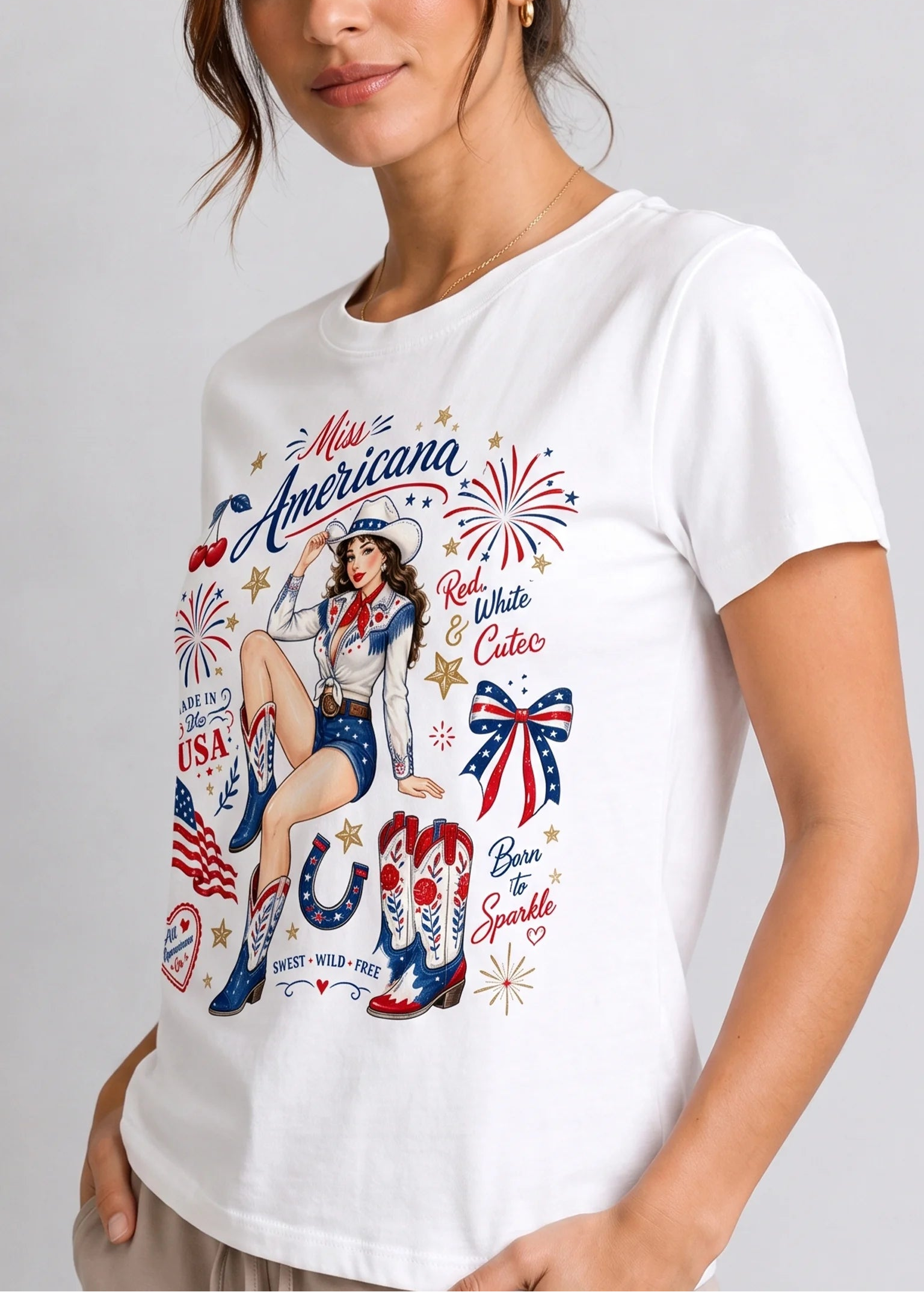 Miss Americana Cowgirl White Tee
