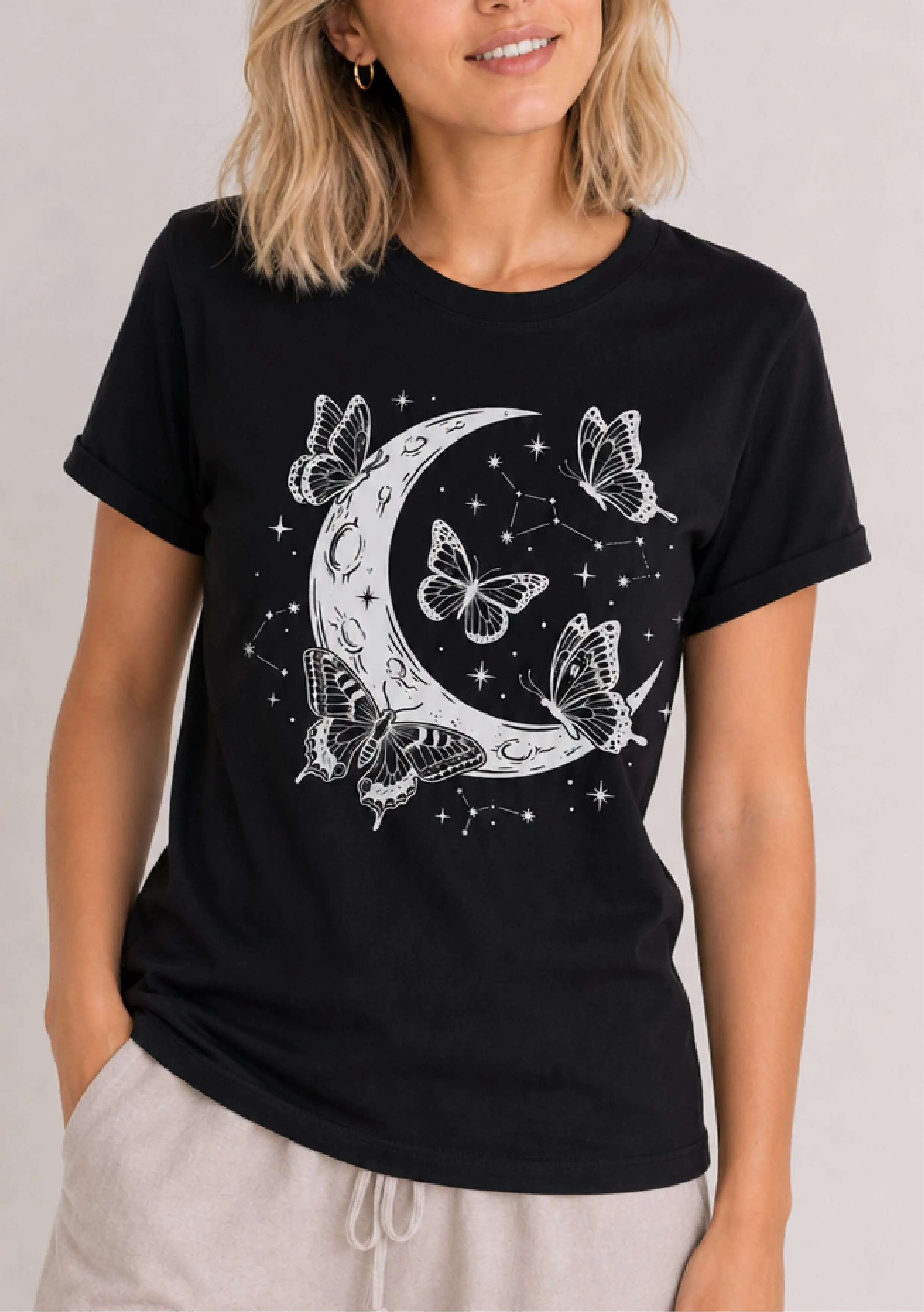 Moon Butterfly Black Tee