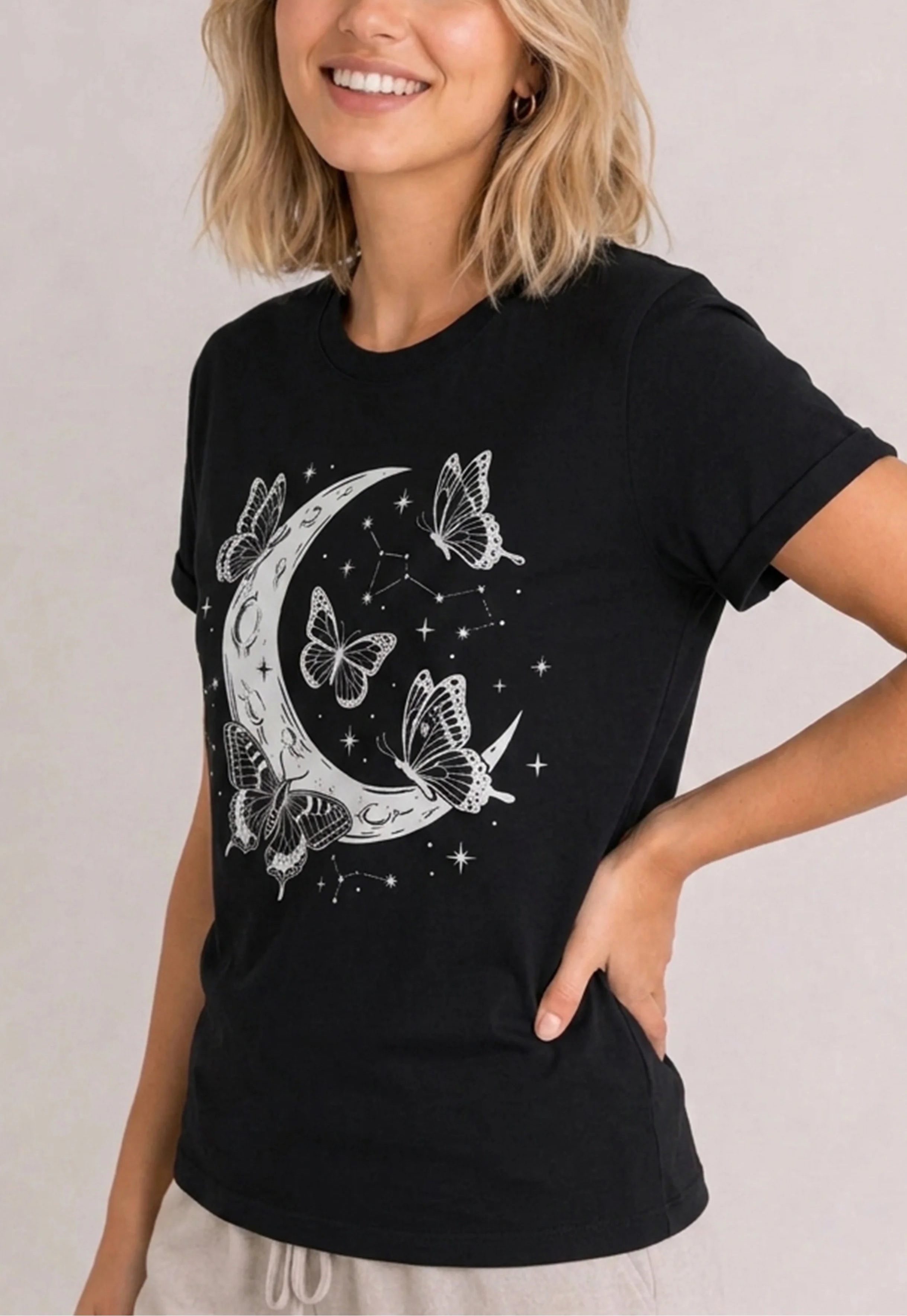 Moon Butterfly Black Tee