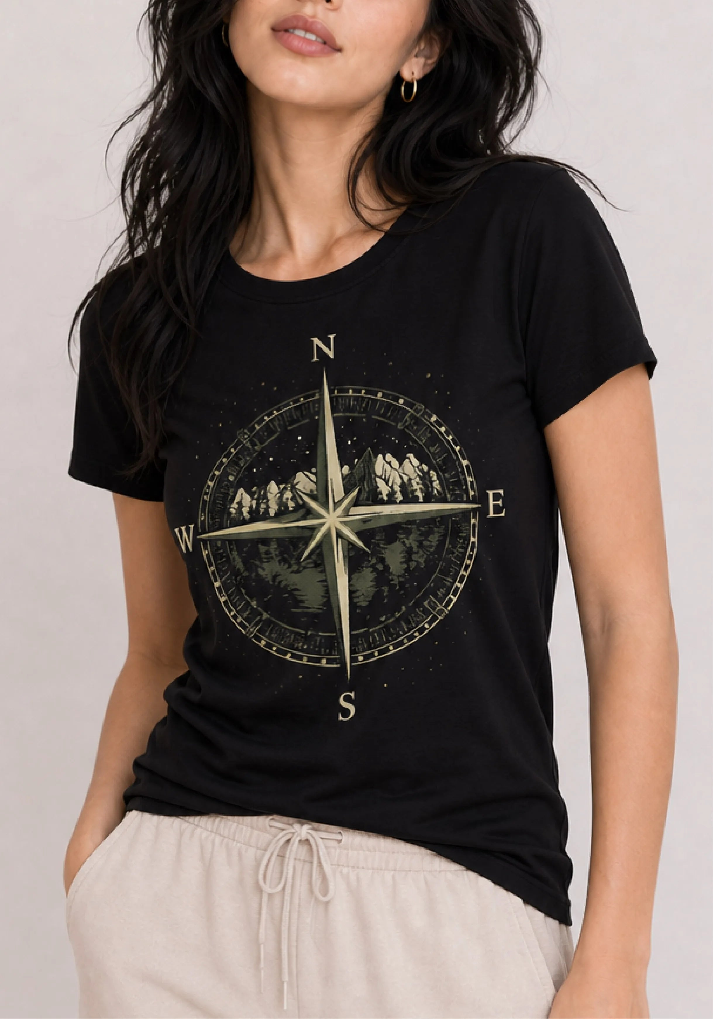 Mountain Compass Black Tee
