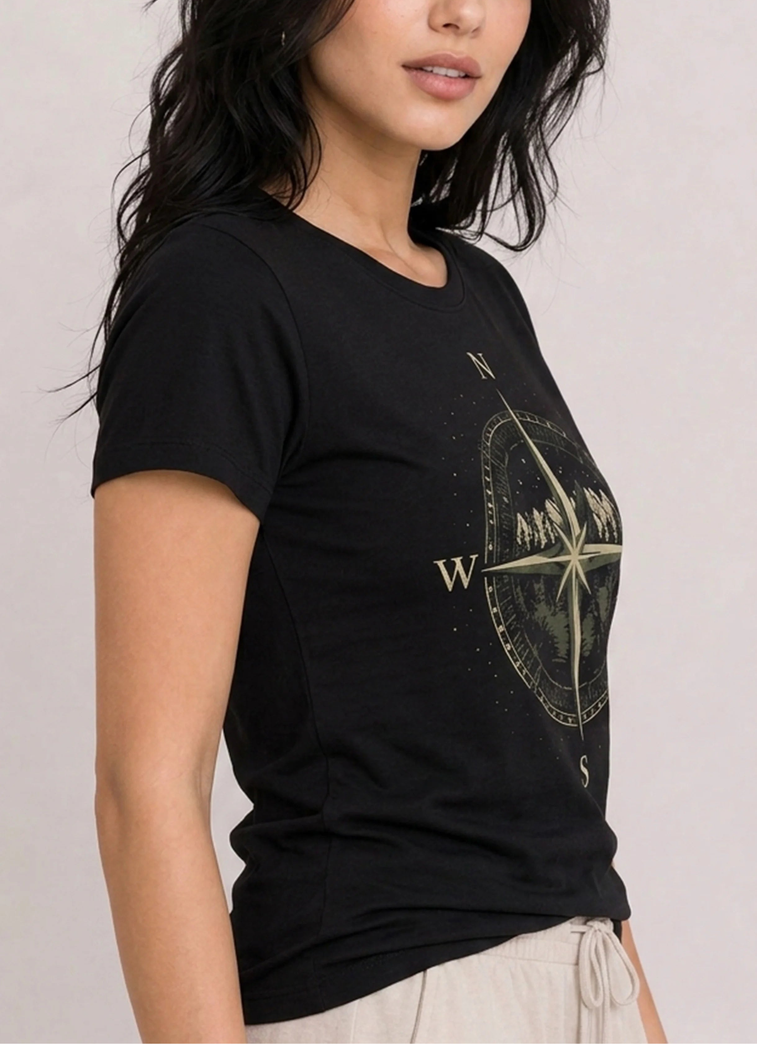 Mountain Compass Black Tee