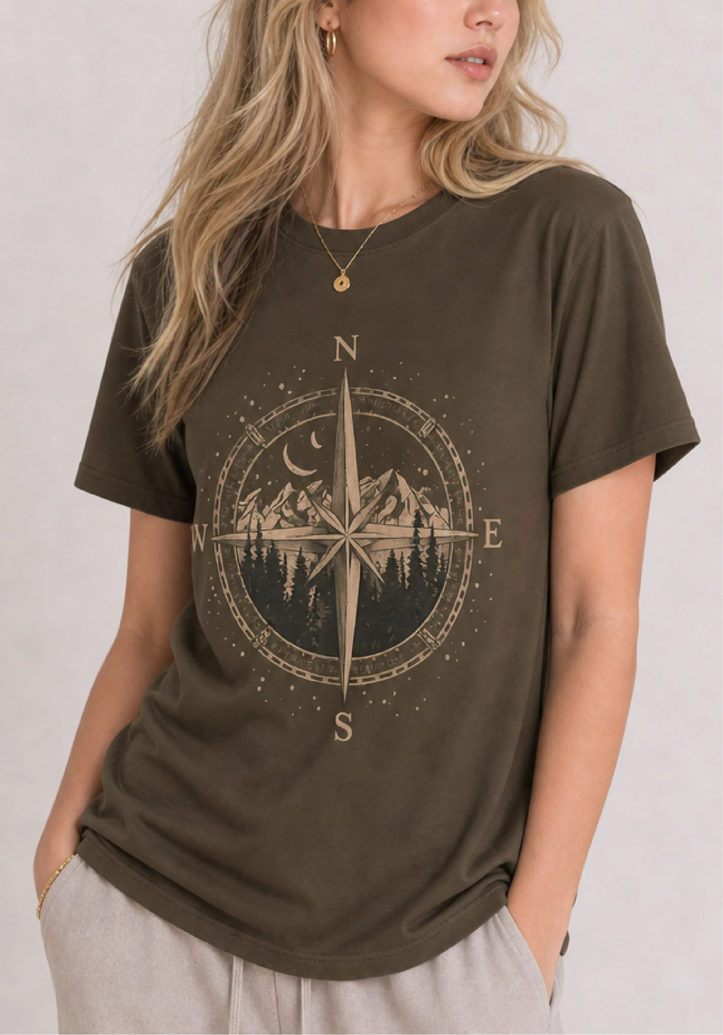 Mountain Compass Olive Tee
