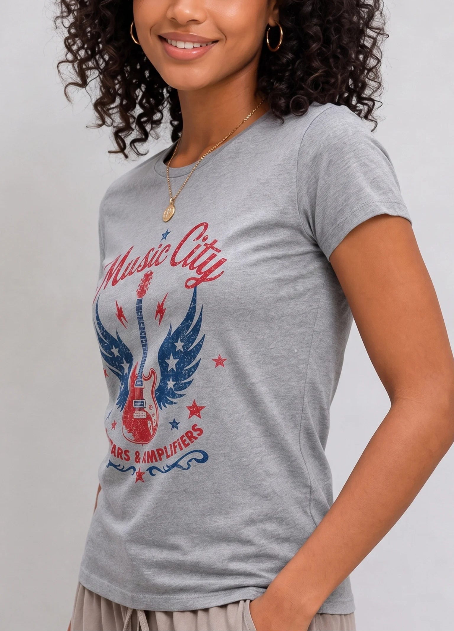 Music City Guitar Gray Tee
