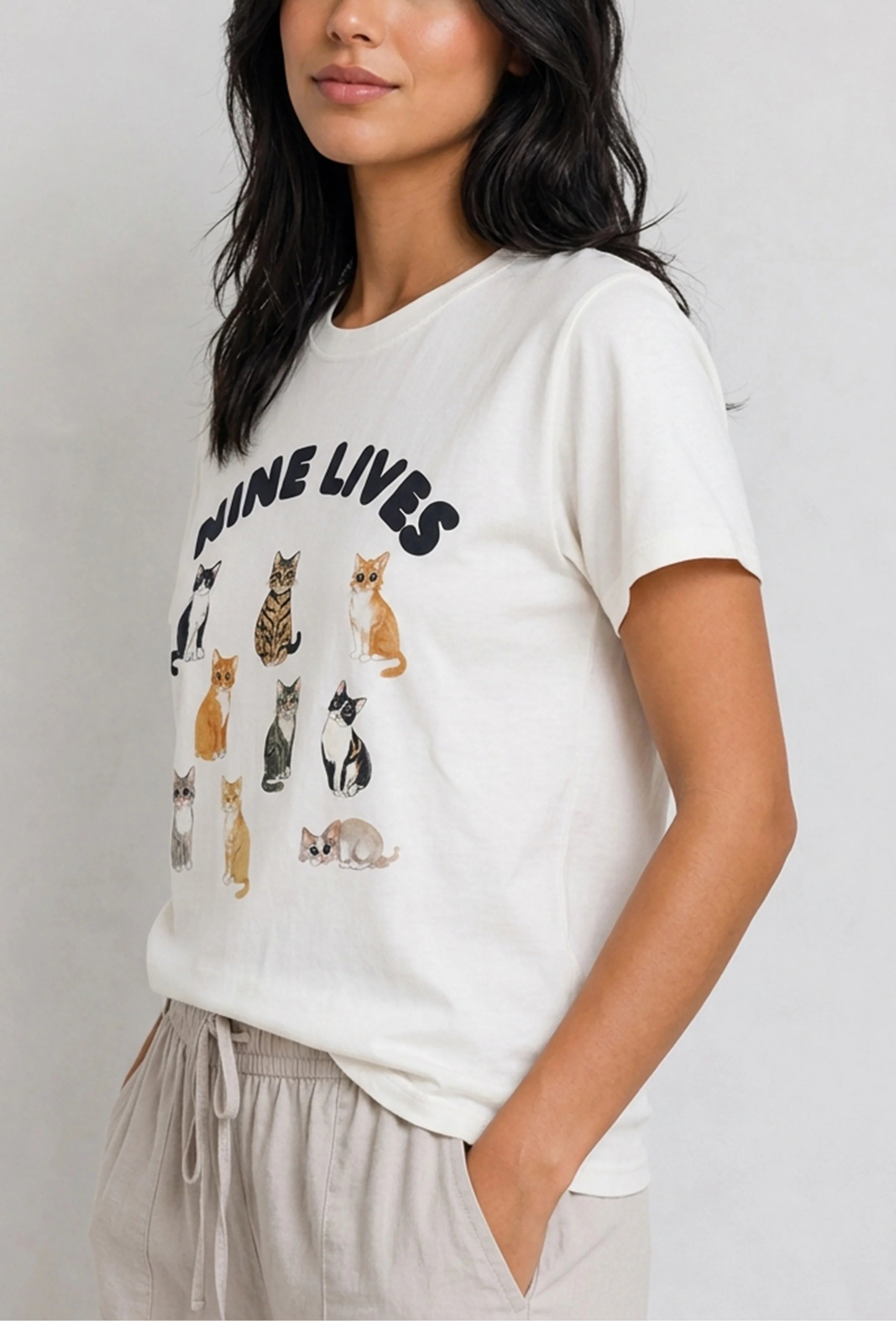 Nine Lives Cats Ivory Tee