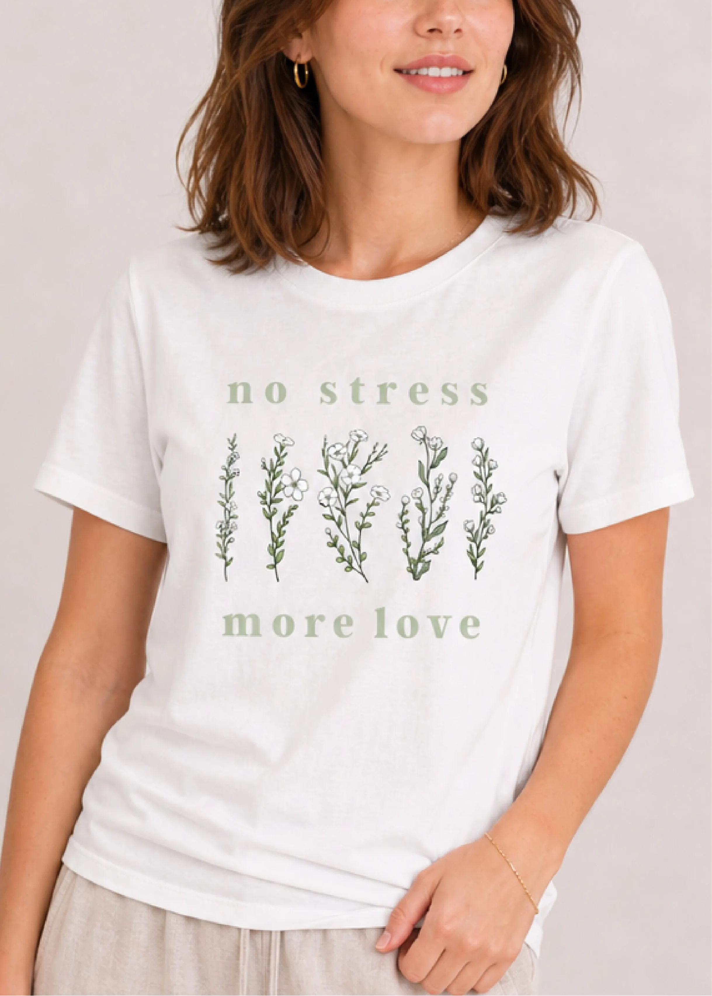 No Stress More Love White Tee