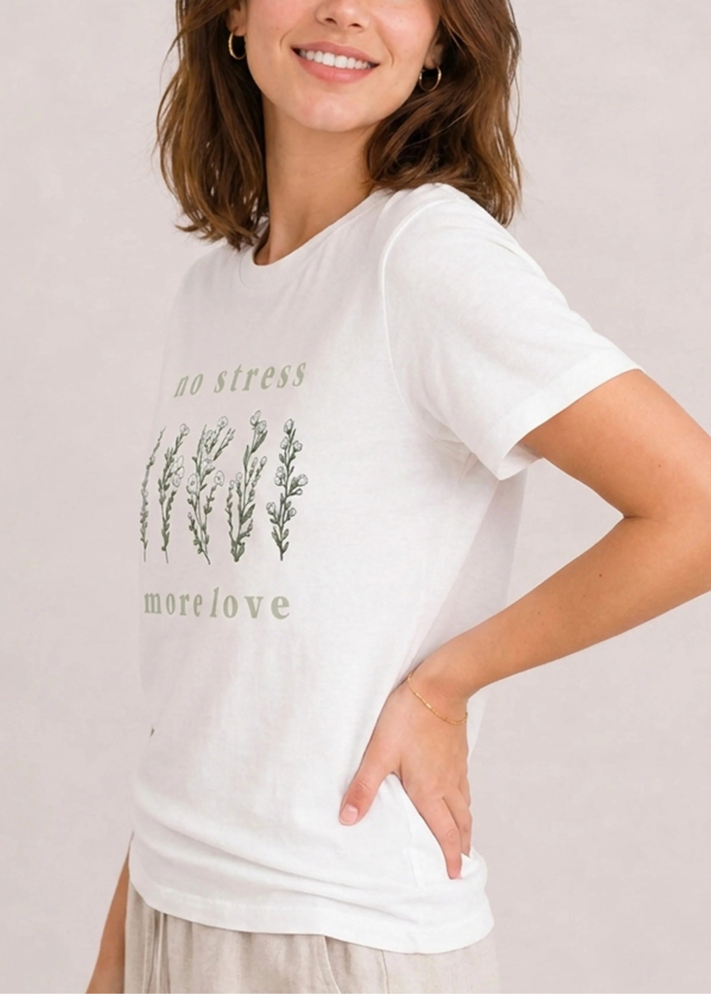 No Stress More Love White Tee