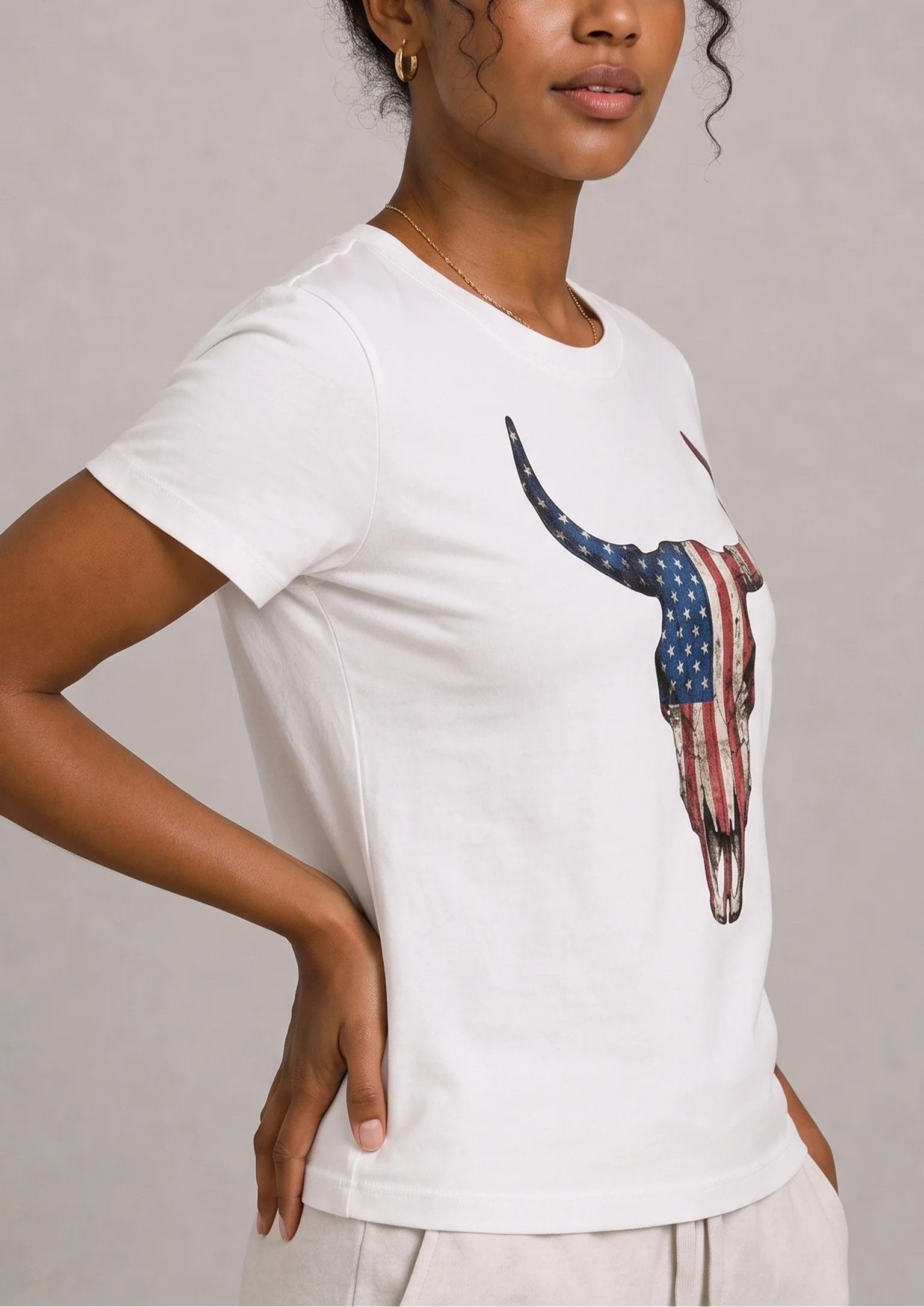 Patriotic Longhorn White Tee
