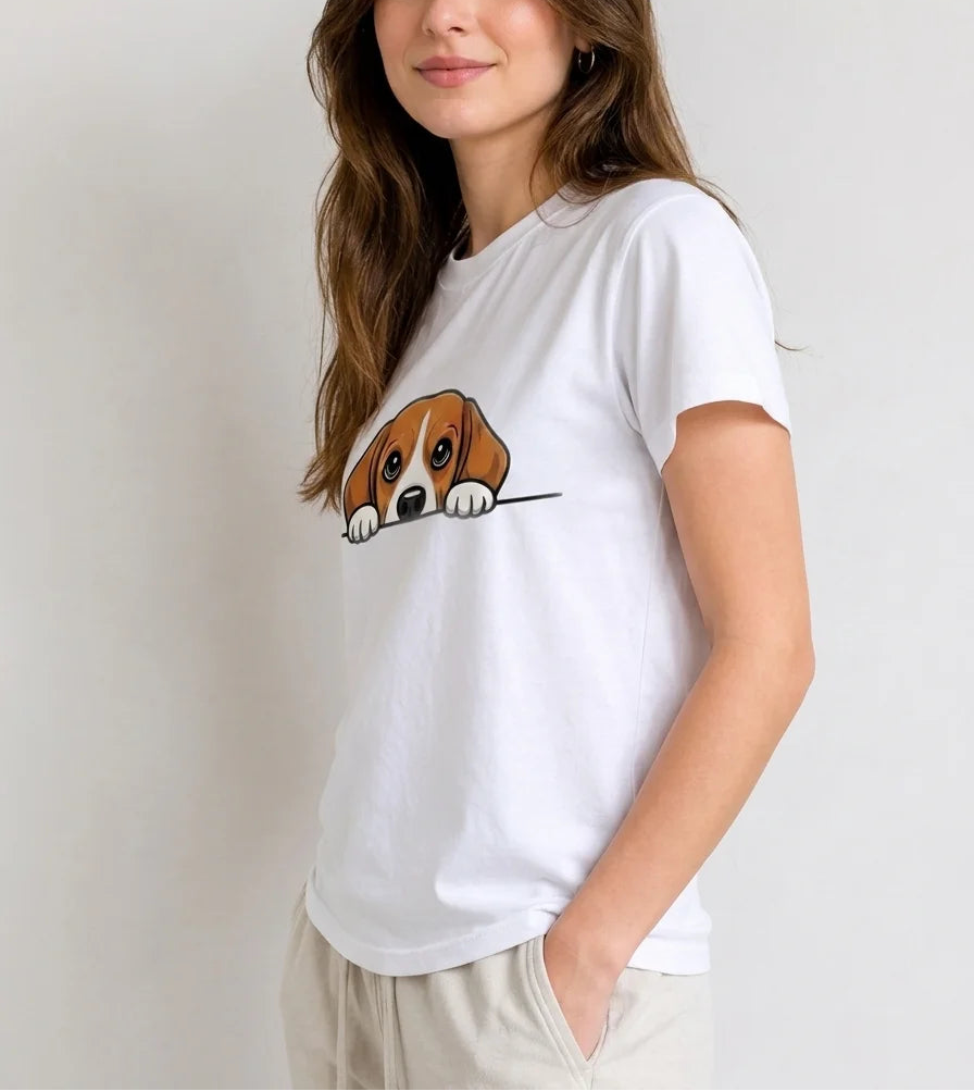 Peeking Doodle Navy Tee