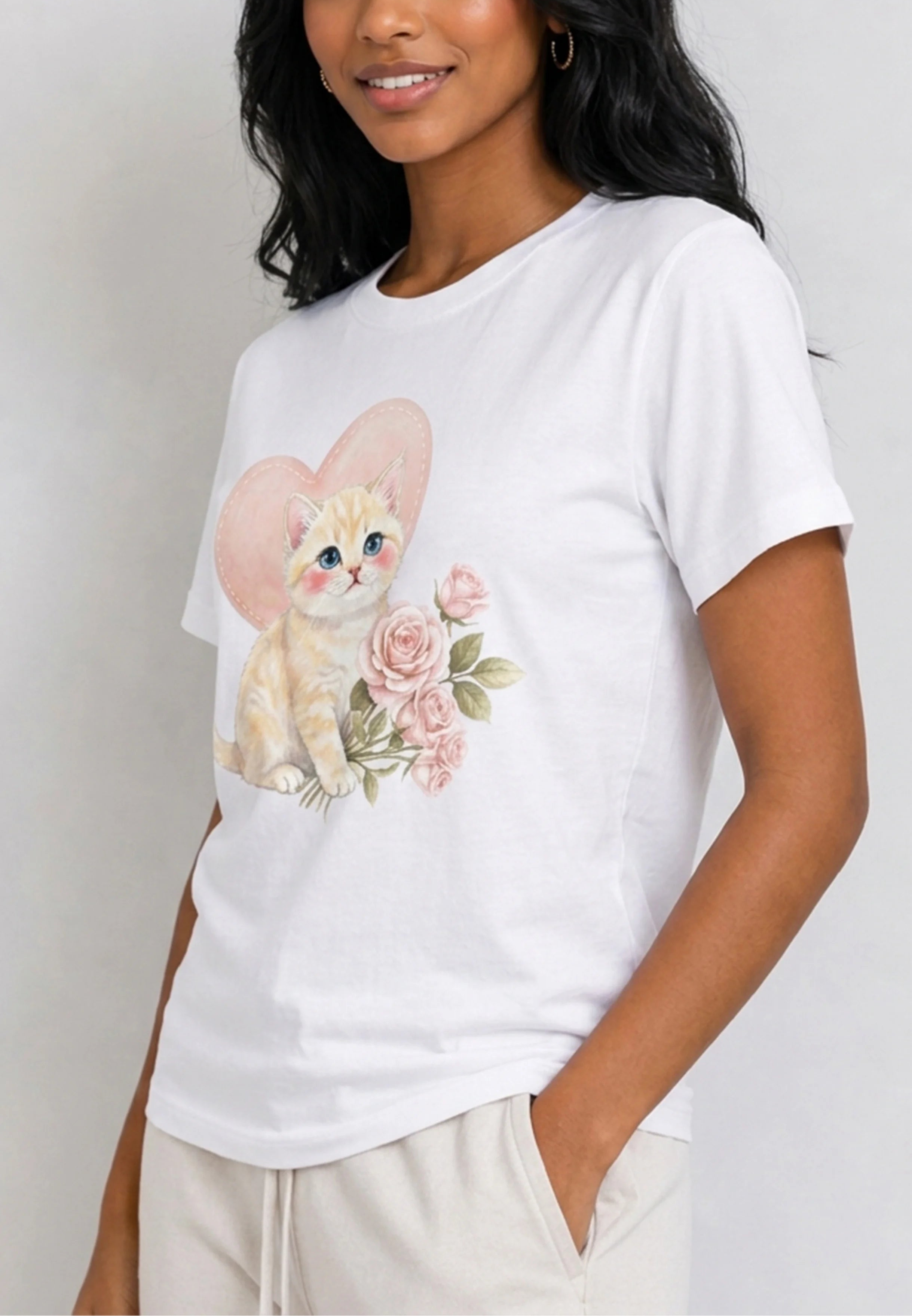 Kitten Love White Tee