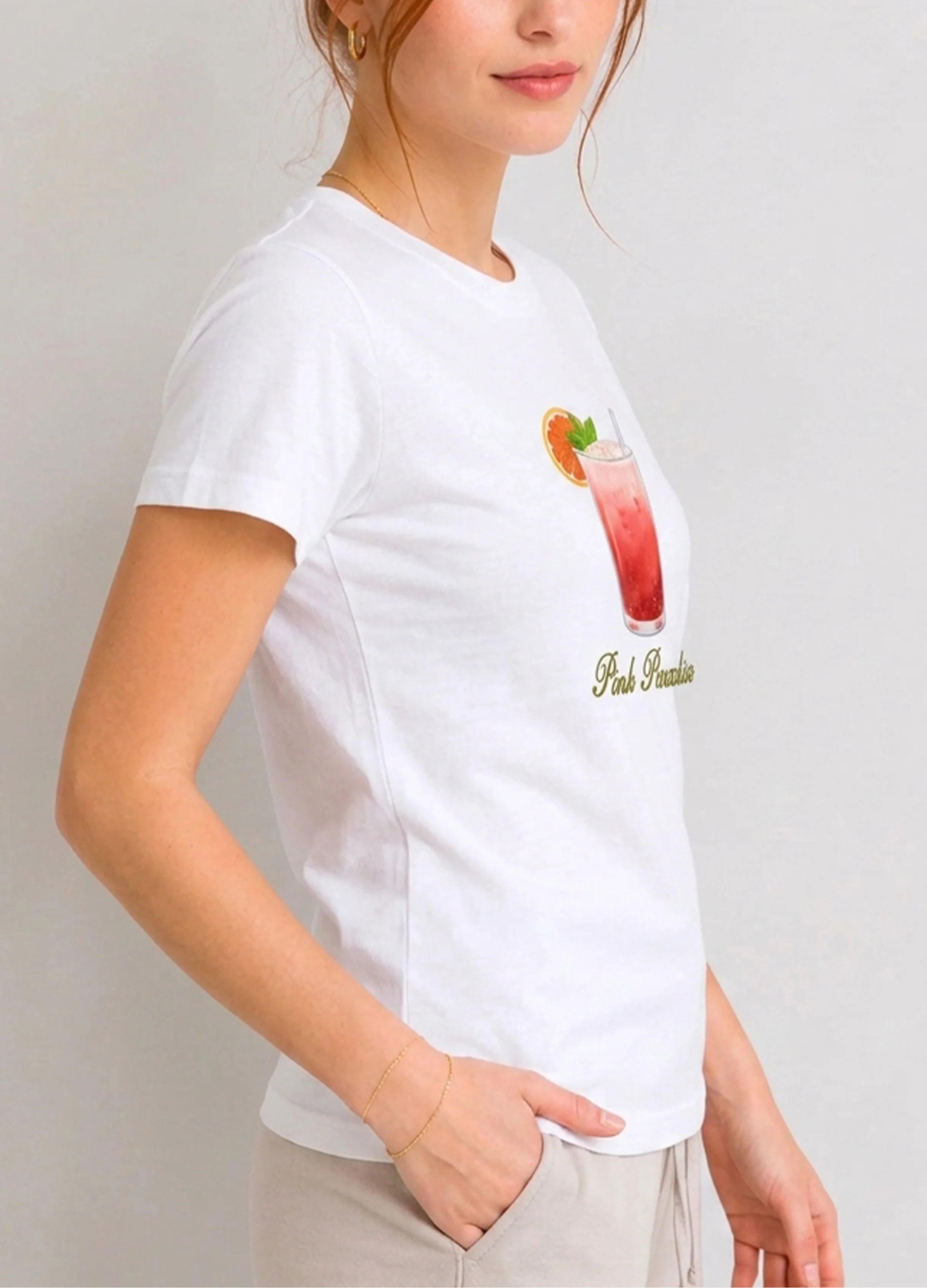 Pink Paradise White Tee