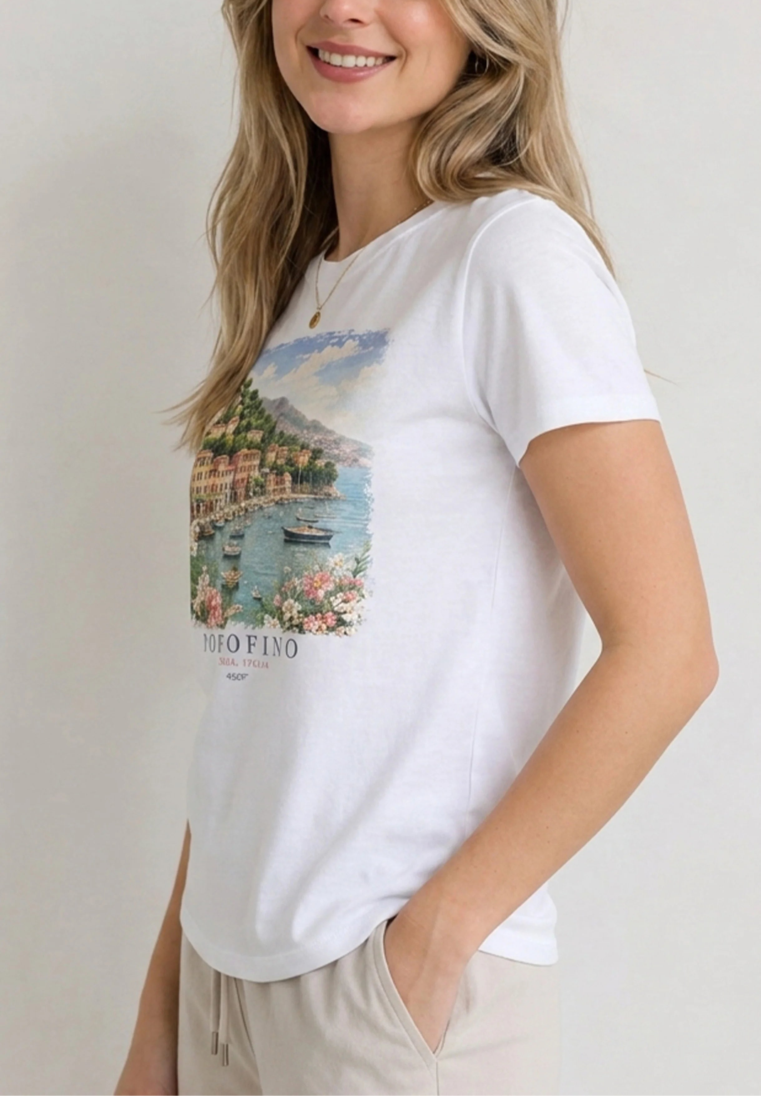 Portofino Harbor White Tee