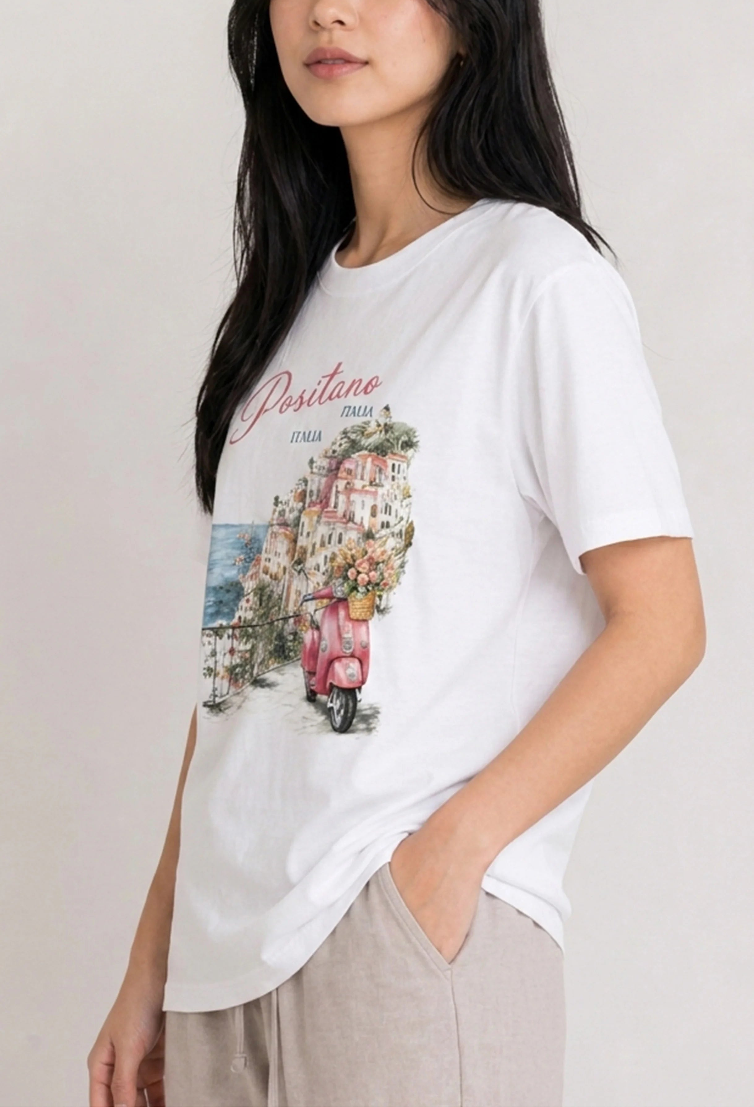 Positano Italia White Tee