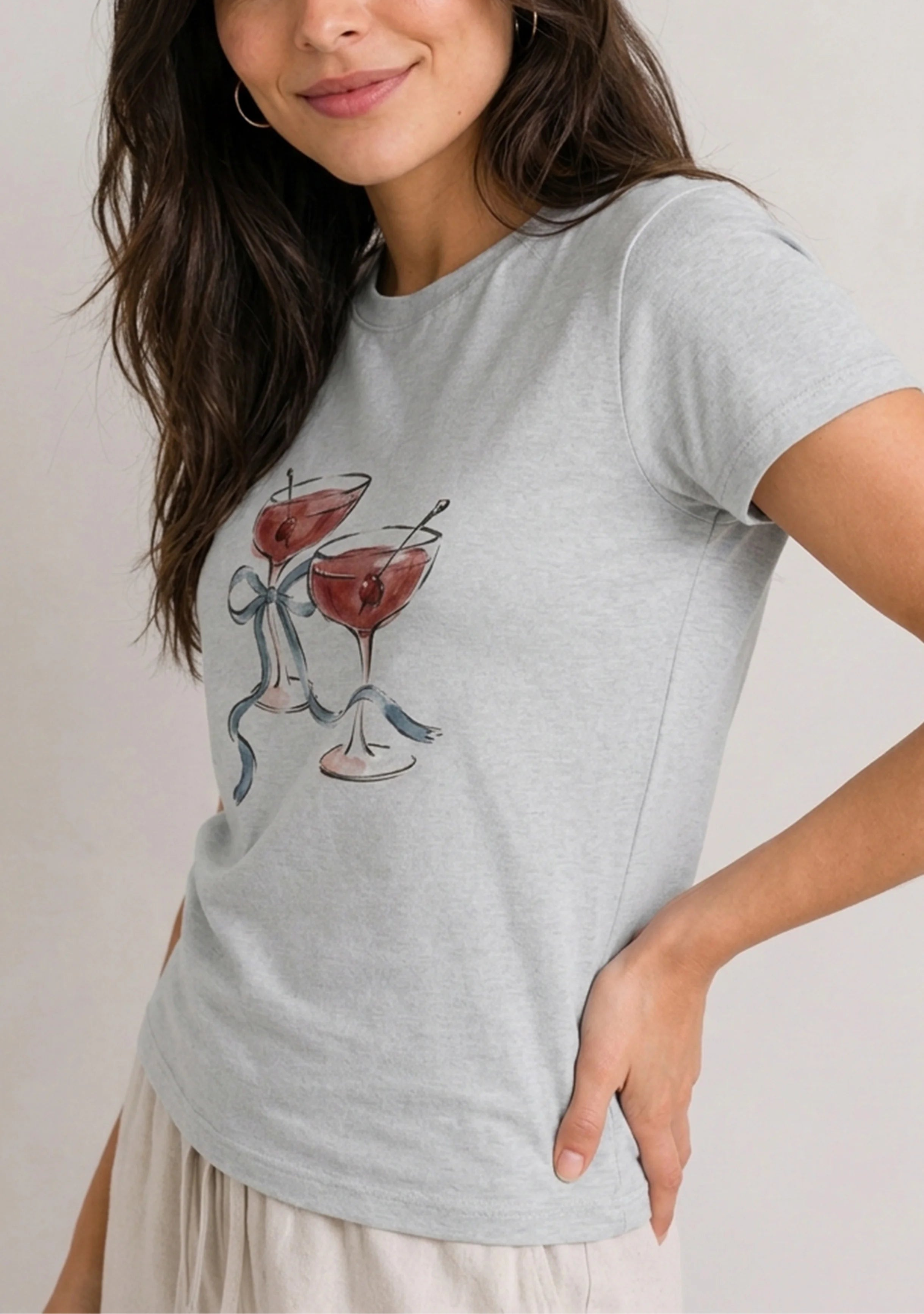 Ribbon Cocktail Grey Tee
