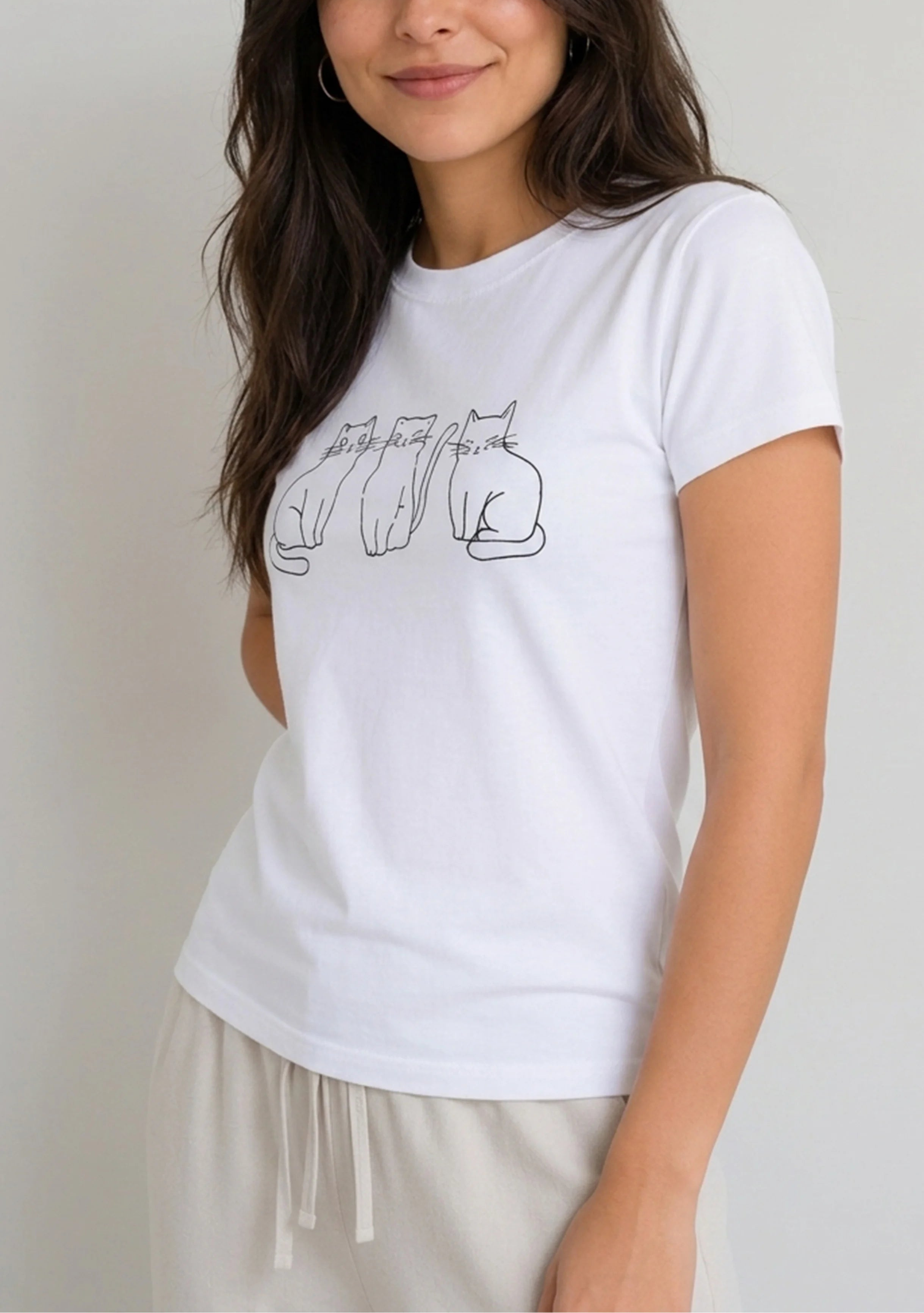 Minimal Cats White Tee