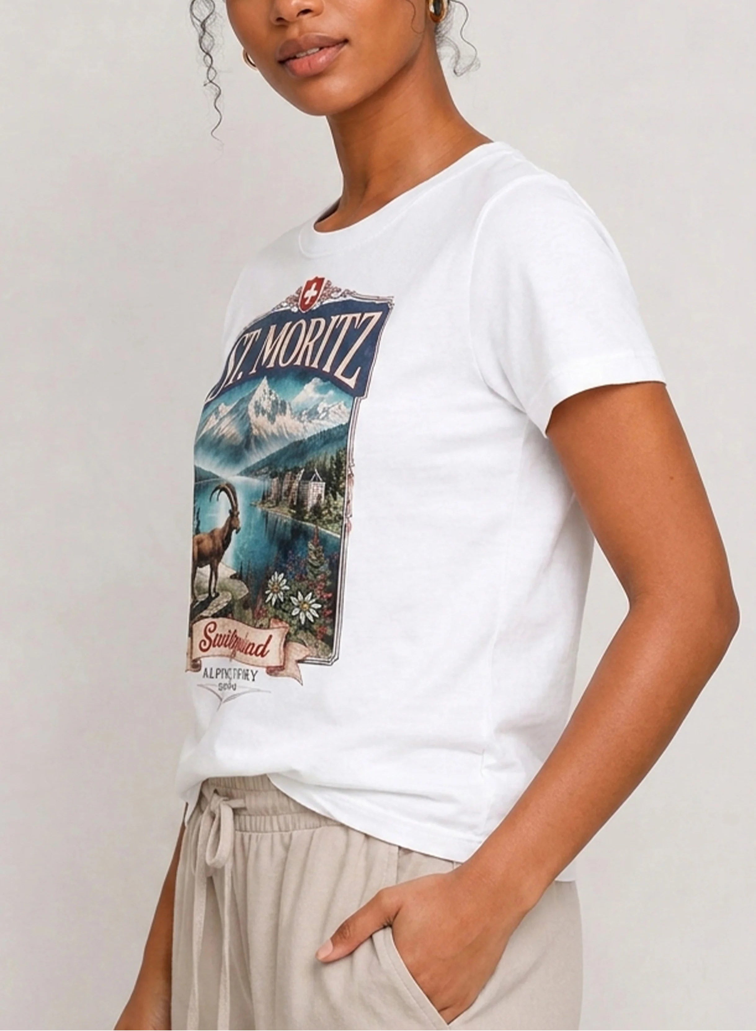 St. Moritz Switzerland White Tee