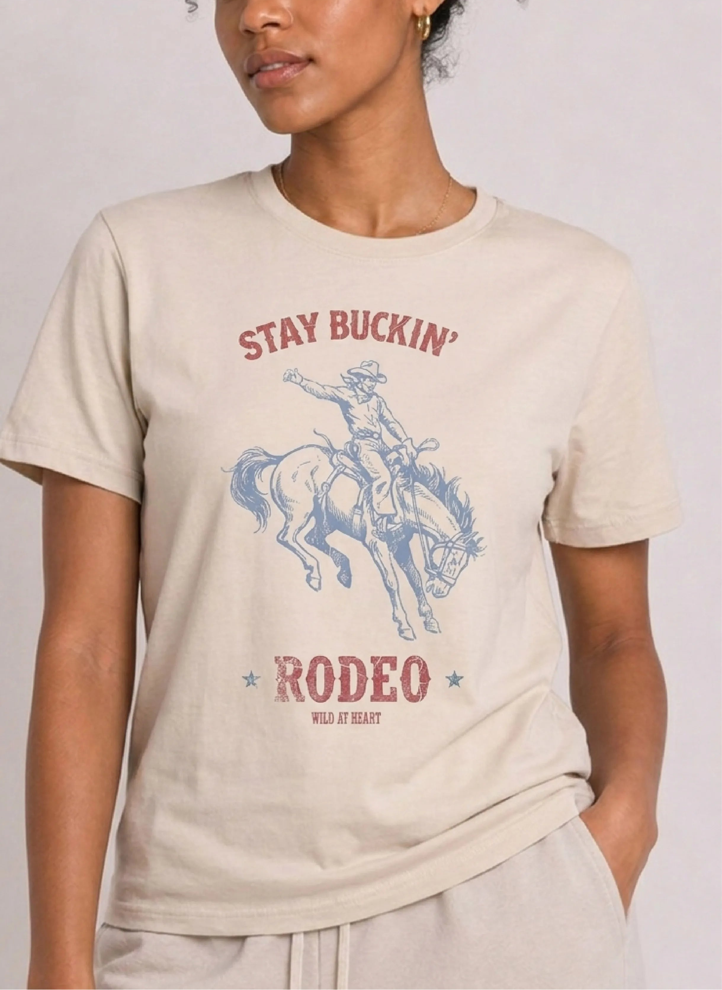 Stay Buckin’ Cream Tee