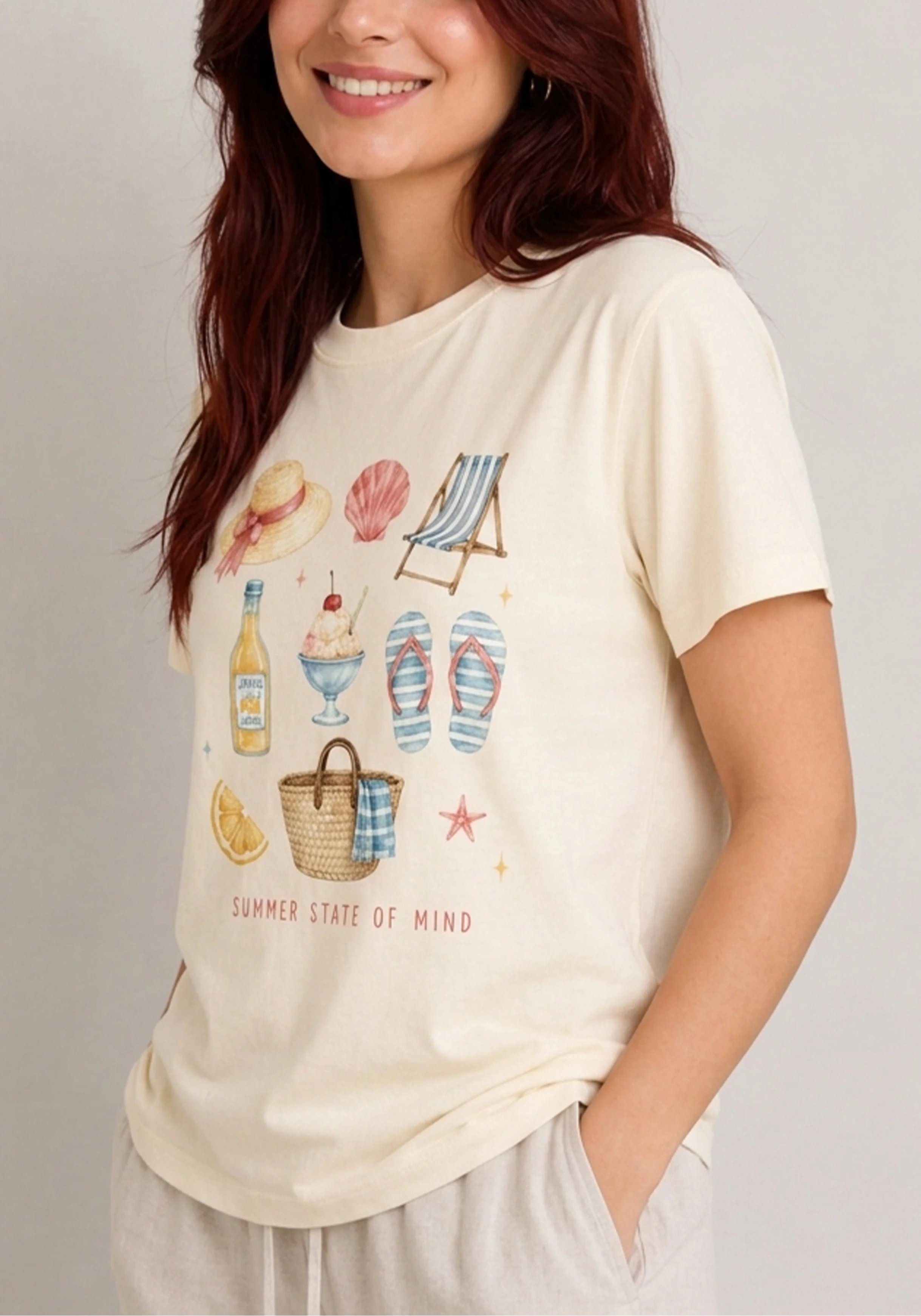 Summer State Of Mind Cream Tee