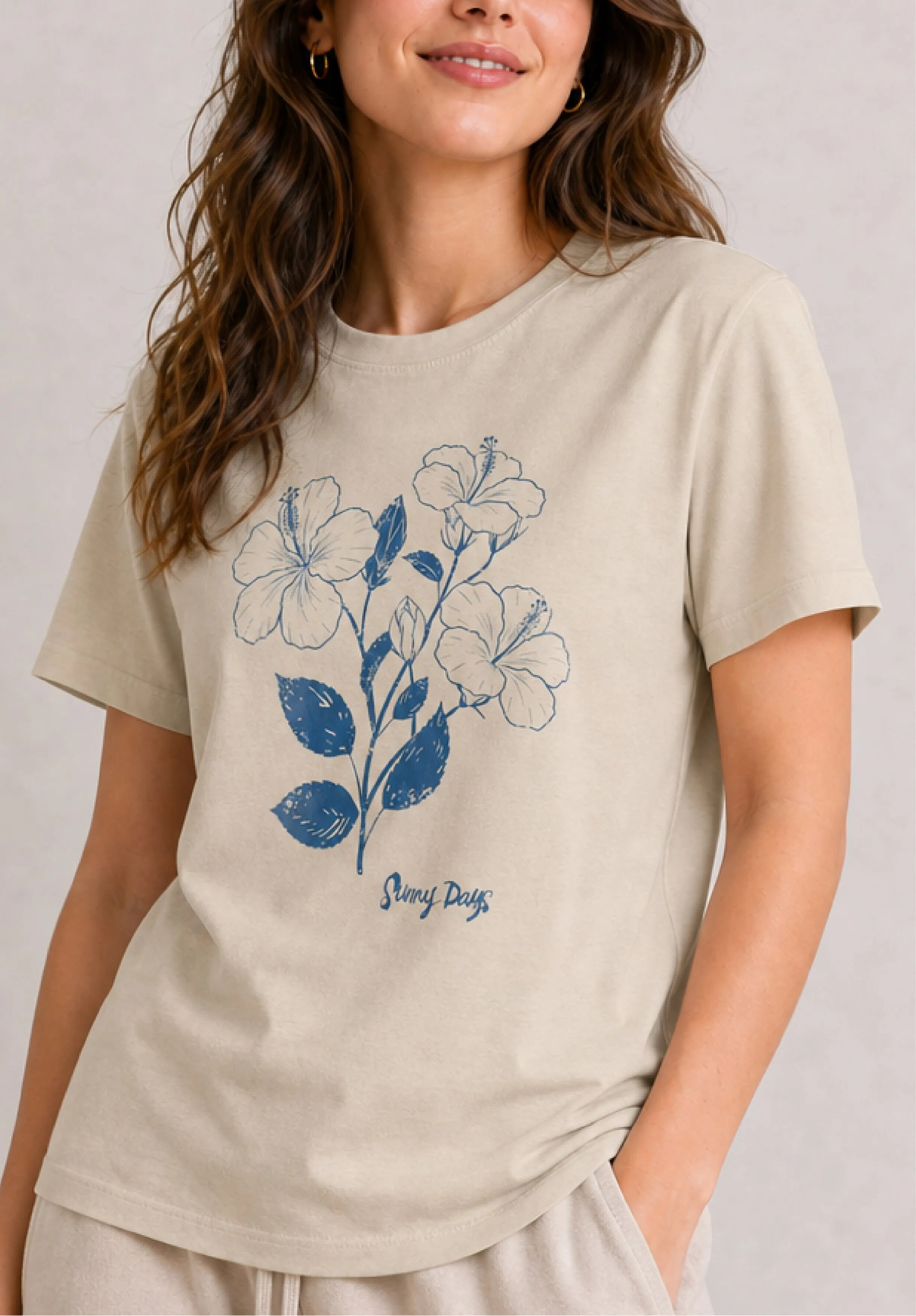 Sunny Days Blue Hibiscus Tee