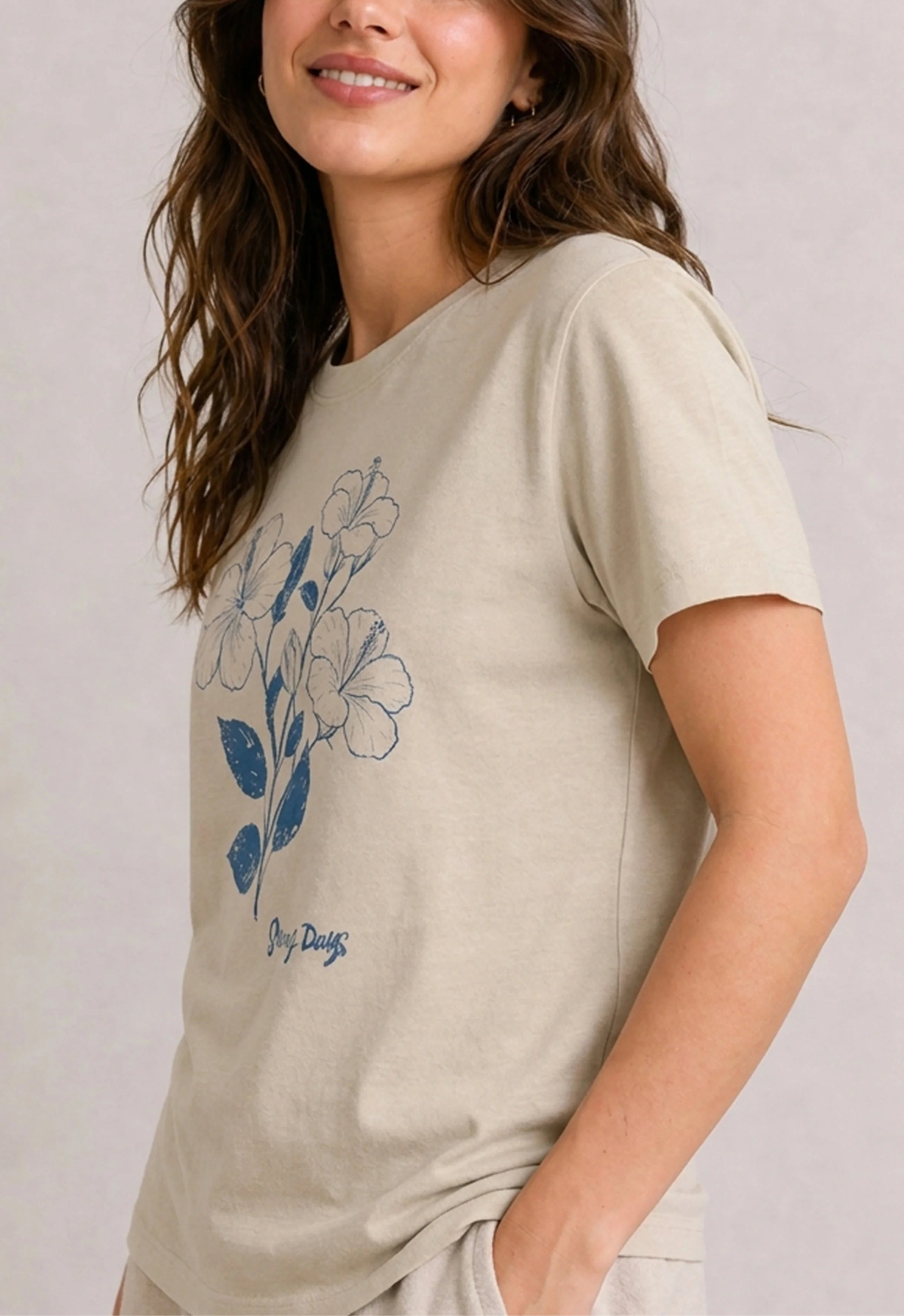 Sunny Days Blue Hibiscus Tee
